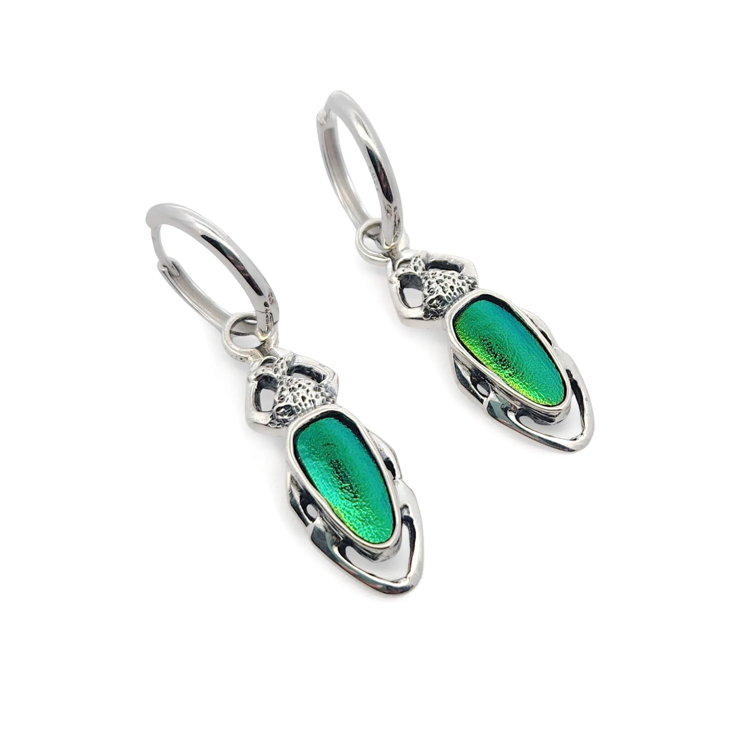 Long Beetle Elytra Earrings - Image 2
