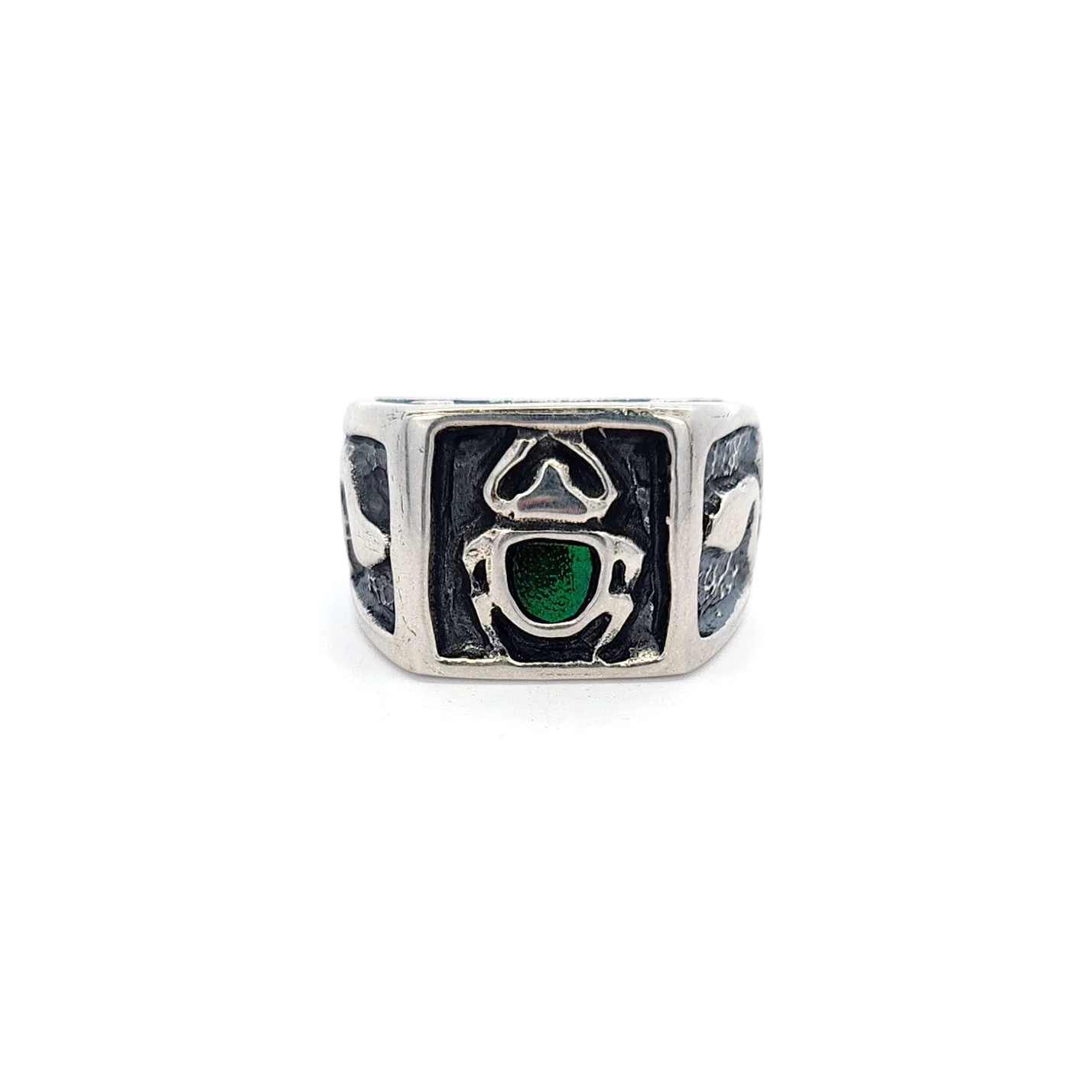 Beetle Elytra Shell & Snake Signet Ring - Image 4