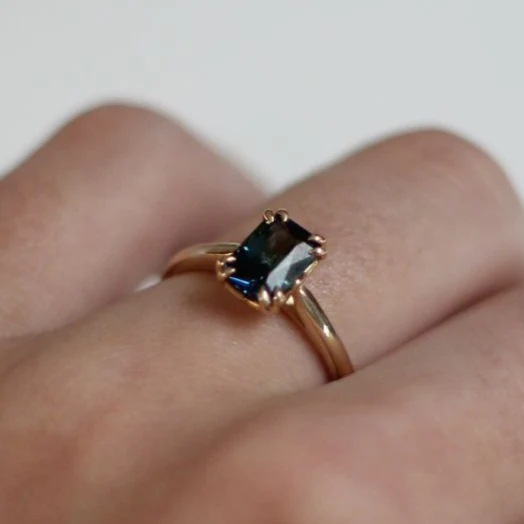 Bishop - Solitaire Teal Sapphire Engagement Ring - Image 2