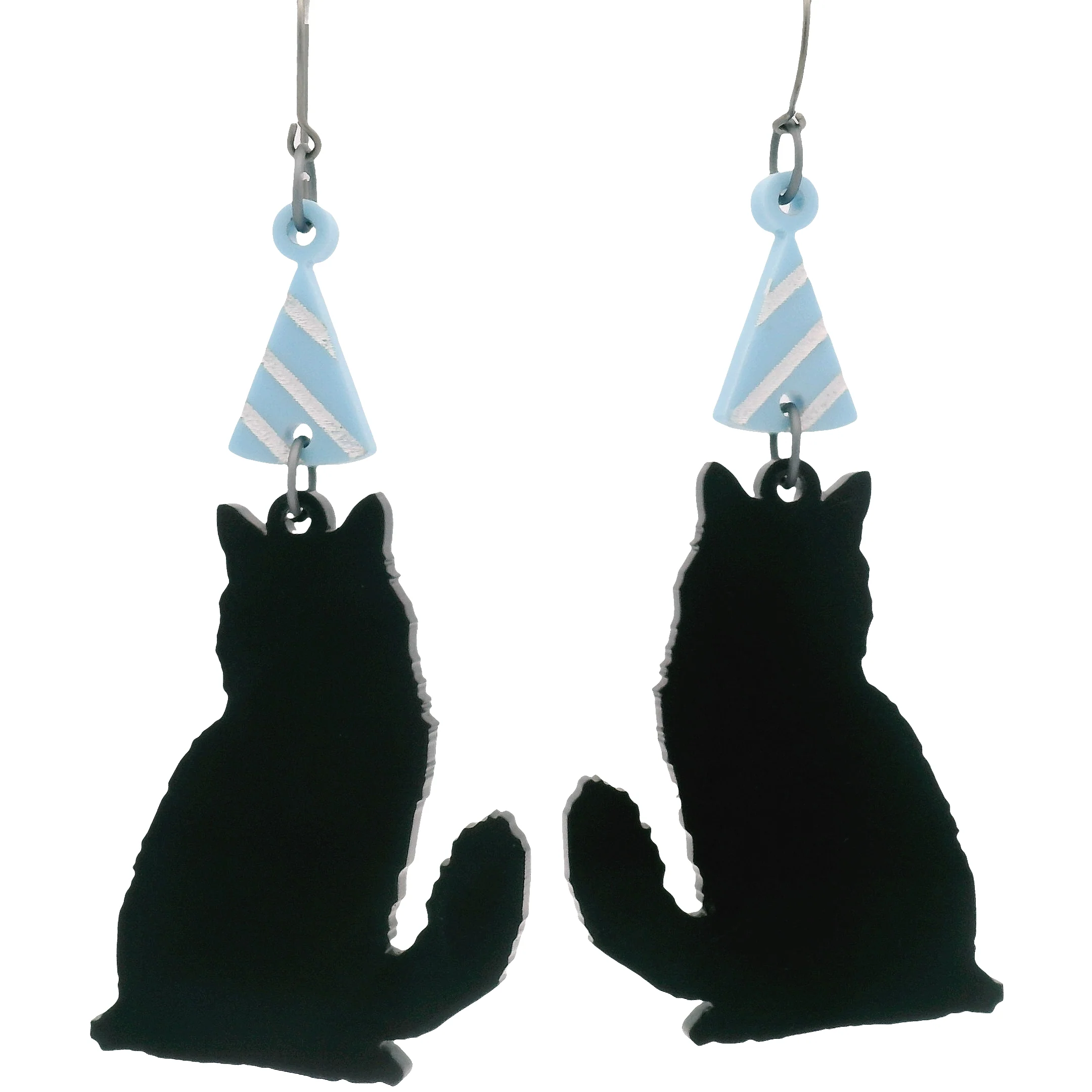 Black Cat Birthday Hat Earrings - Image 2