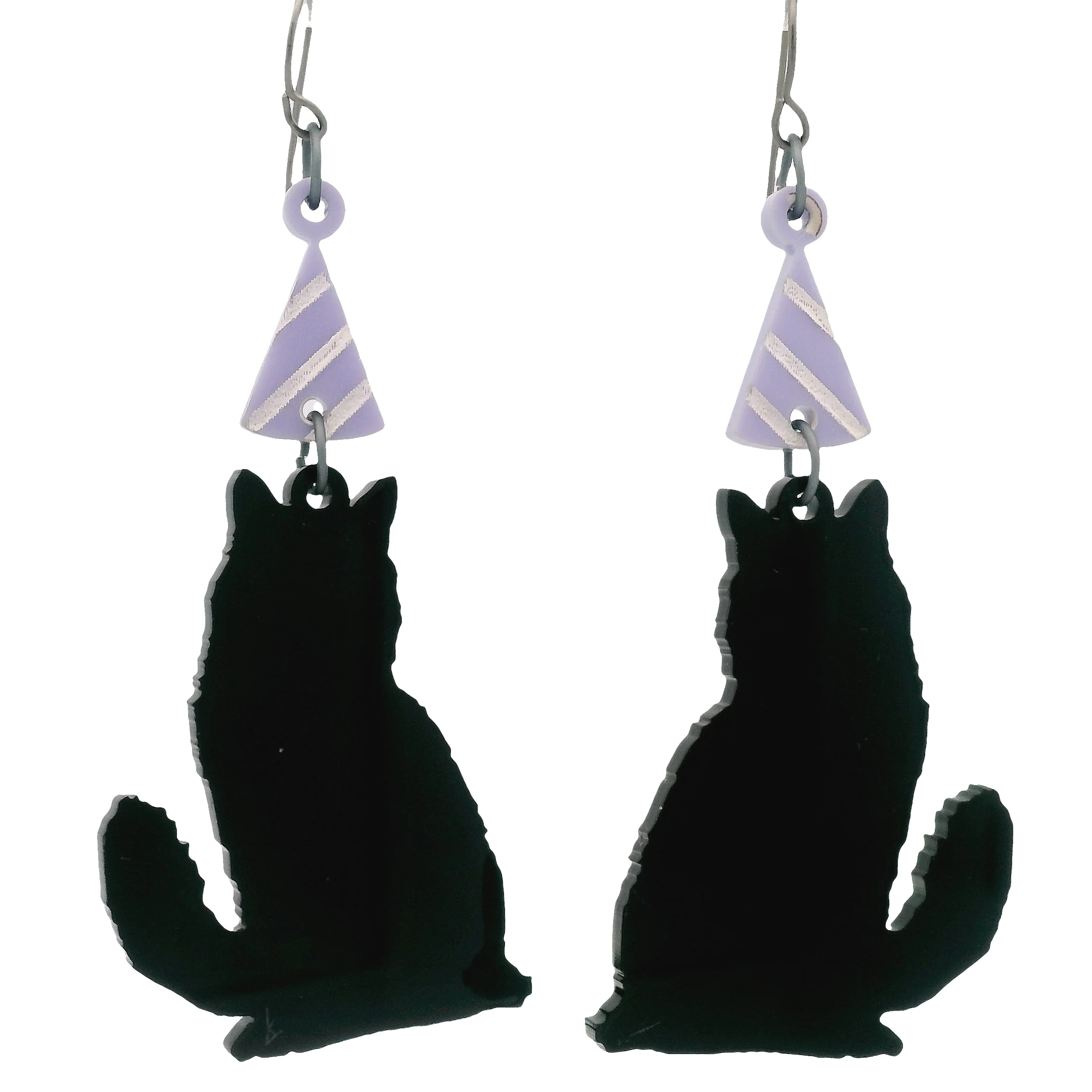 Black Cat Birthday Hat Earrings - Image 4