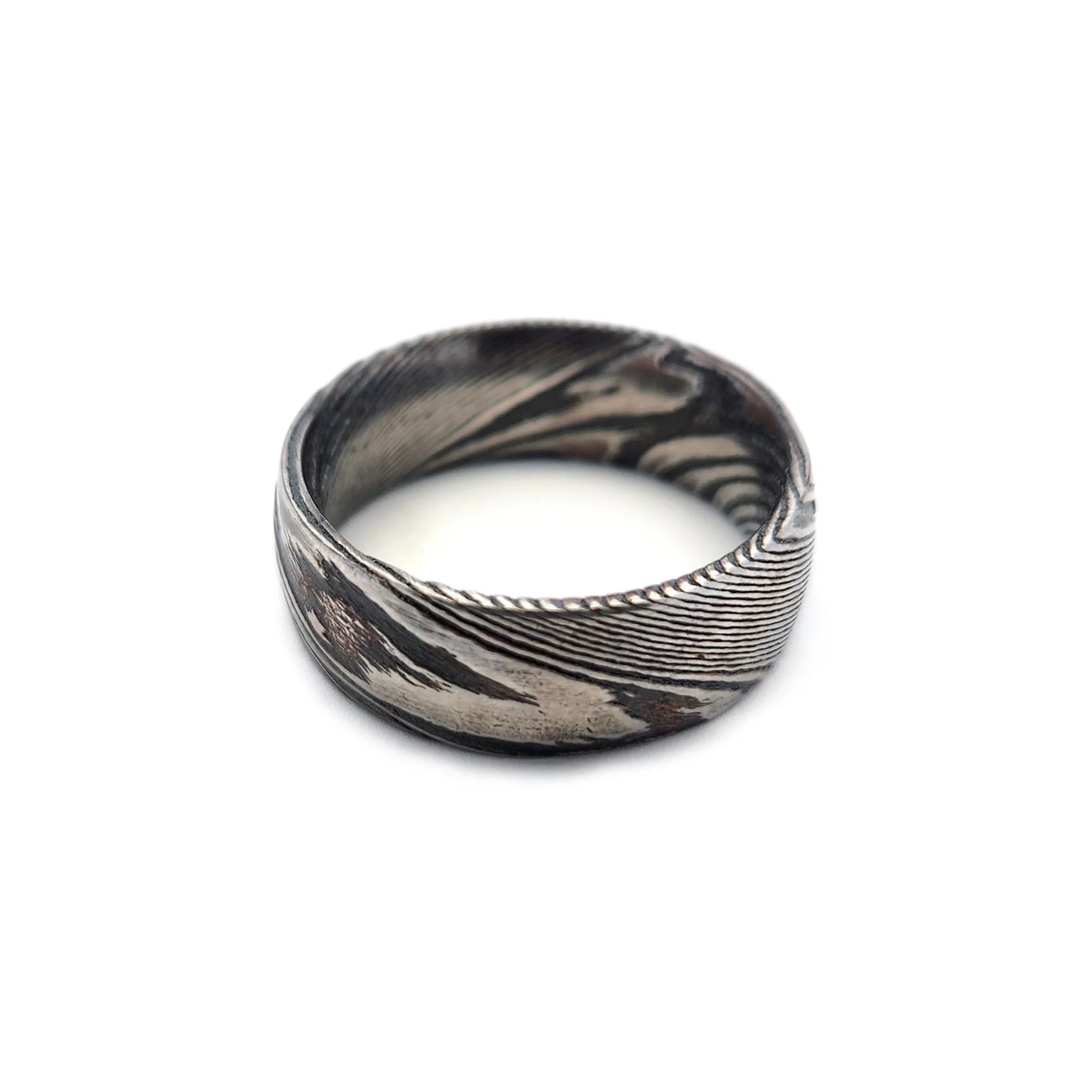 Black Damascus Steel Ring - Image 2