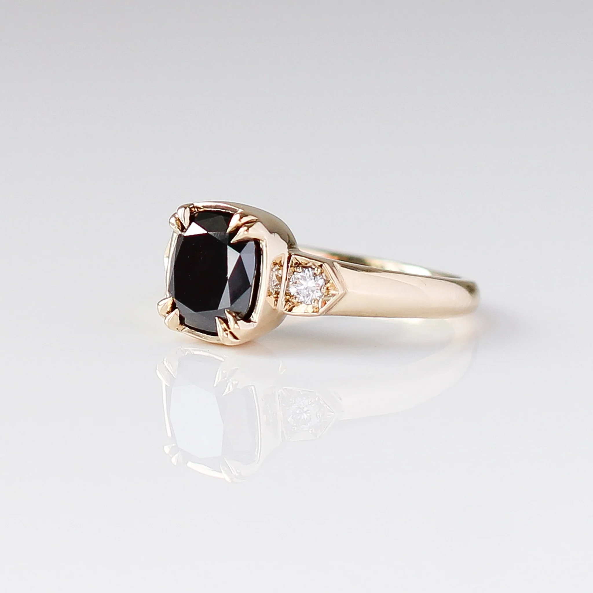 Nebula - Black Diamond Cushion Ring - Image 2