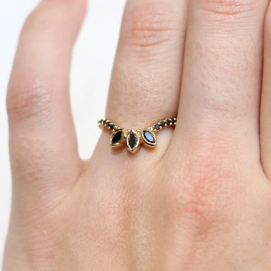 Black Diamond Trio Marquise Contour Band - Image 5