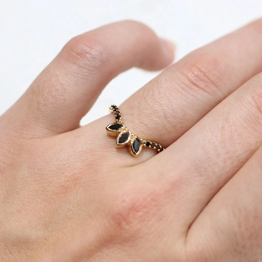 Black Diamond Trio Marquise Contour Band - Image 7