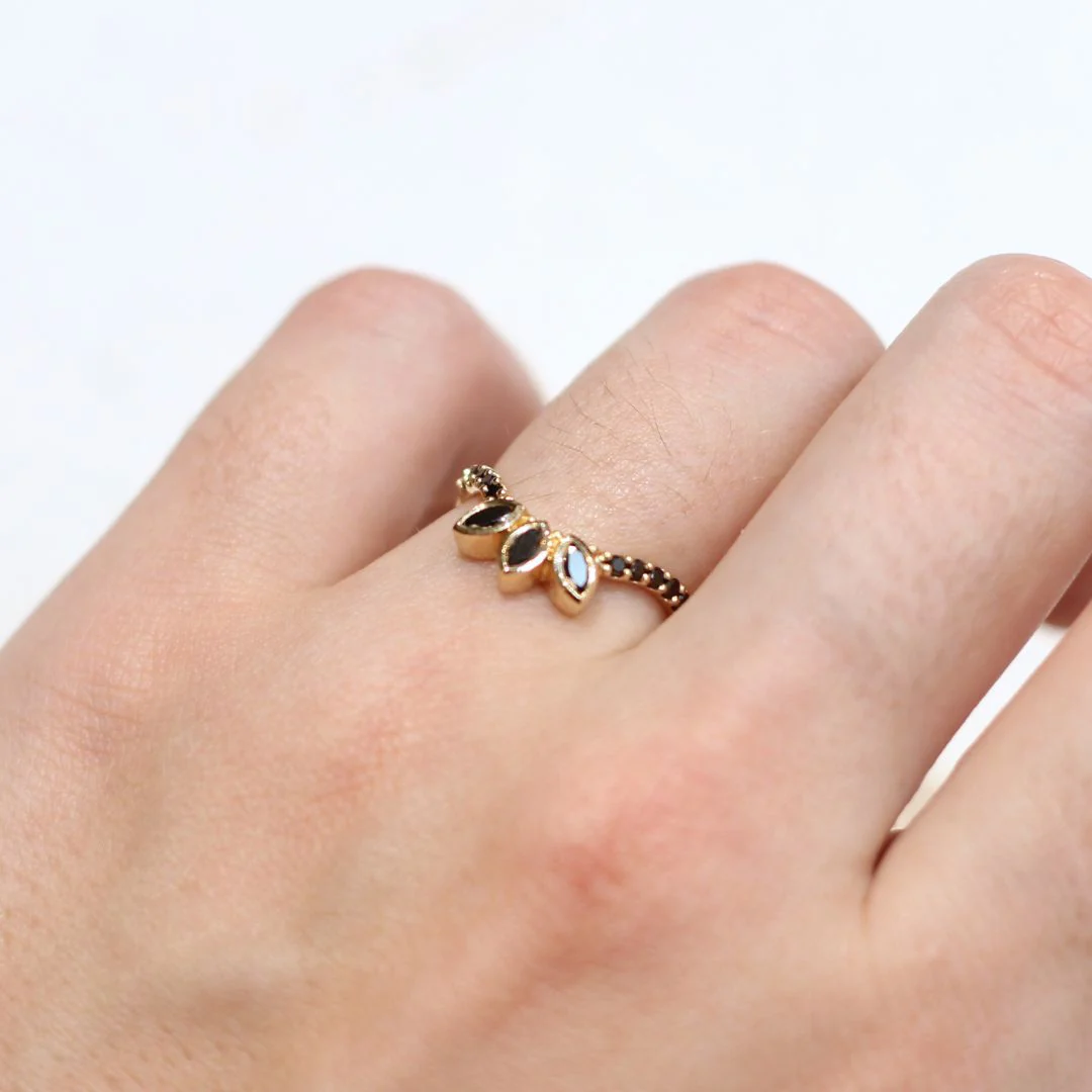 Black Diamond Trio Marquise Contour Band - Image 8