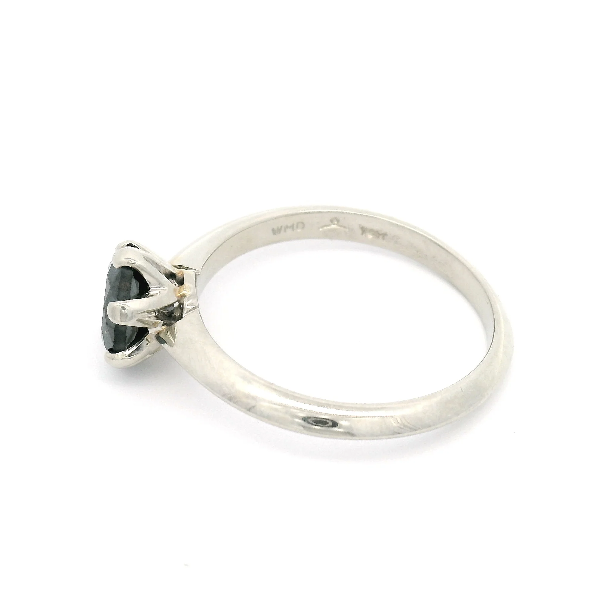 18k White Six-Claw Solitaire with 1.22ct Black Round Brilliant Cut Diamond - Image 3