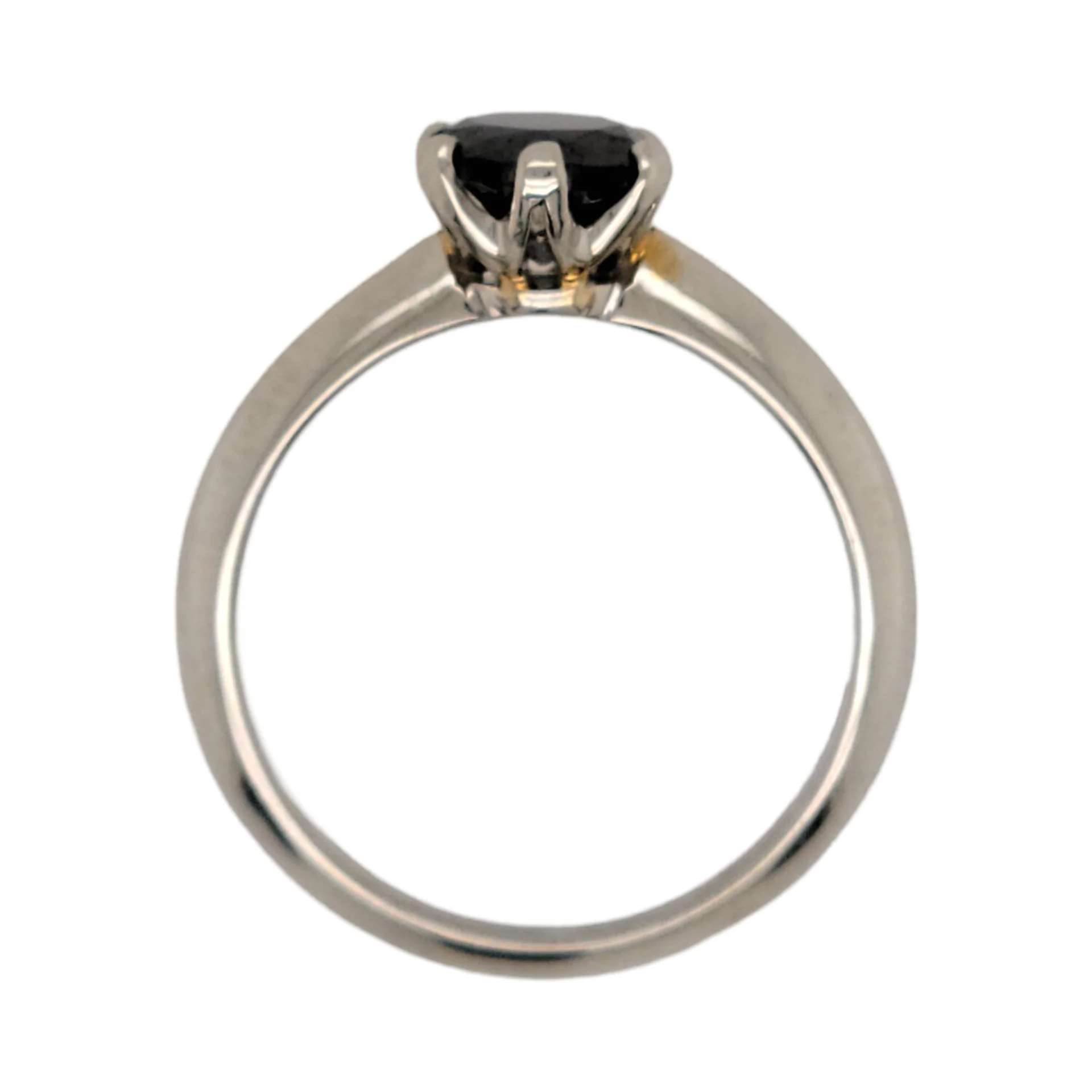 18k White Six-Claw Solitaire with 1.22ct Black Round Brilliant Cut Diamond - Image 4