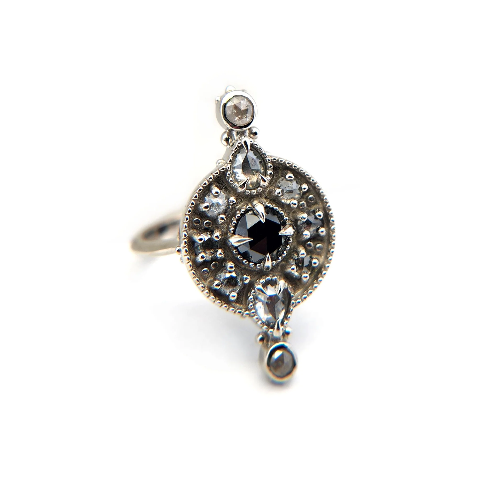 Black Diamond Shield Ring - Image 2