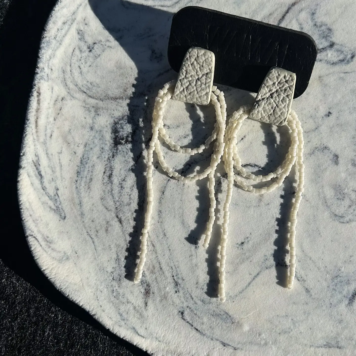 Bliss Beaded Dangle Leather Earrings - Image 2