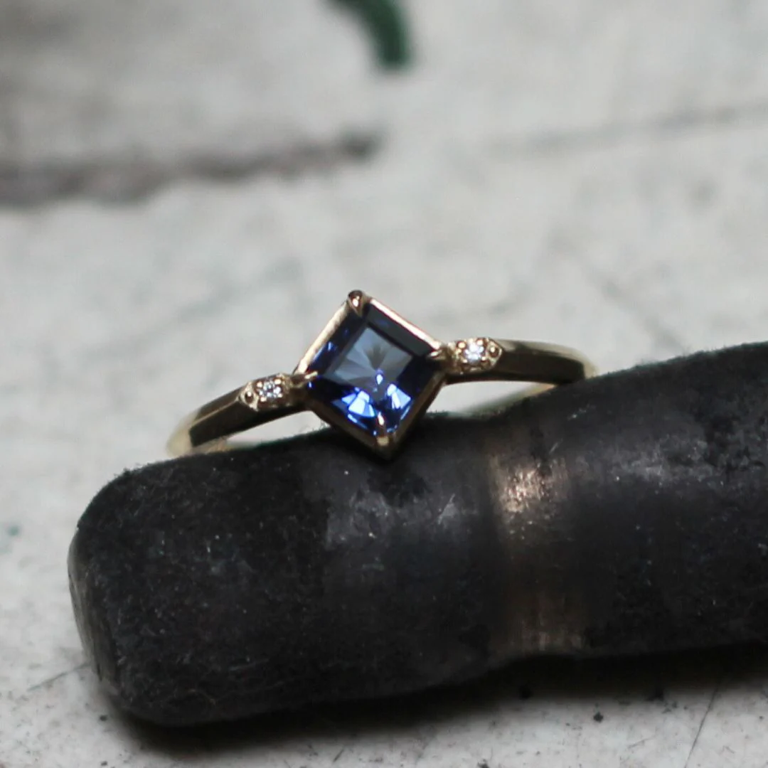 Blue Lab Sapphire Ring - Image 3