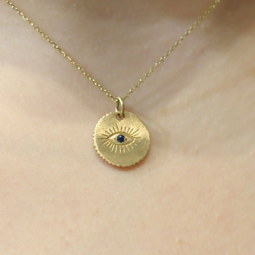 Blue Sapphire Evil Eye Necklace - Image 2