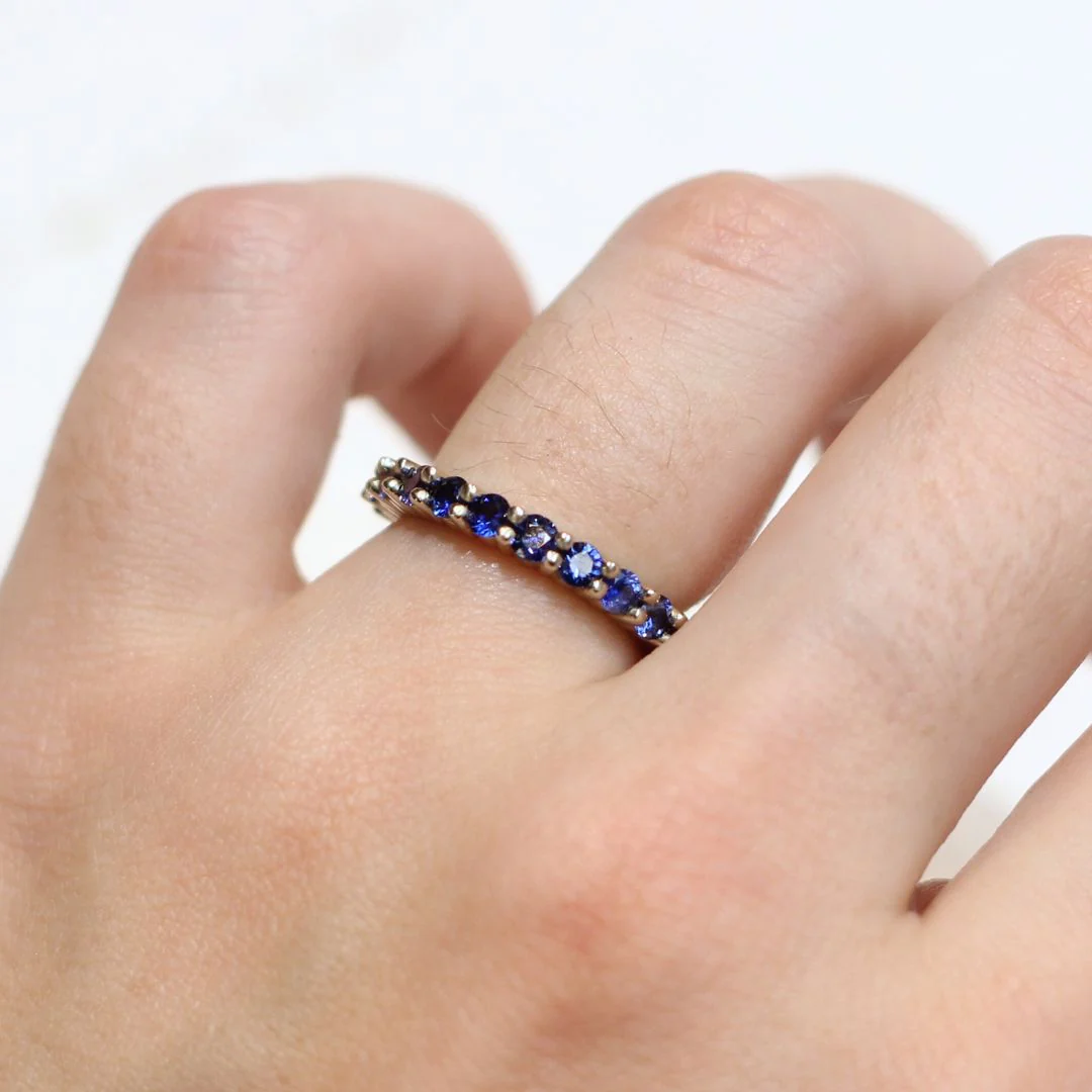 Blue Sapphire Half-Eternity Band - Image 3