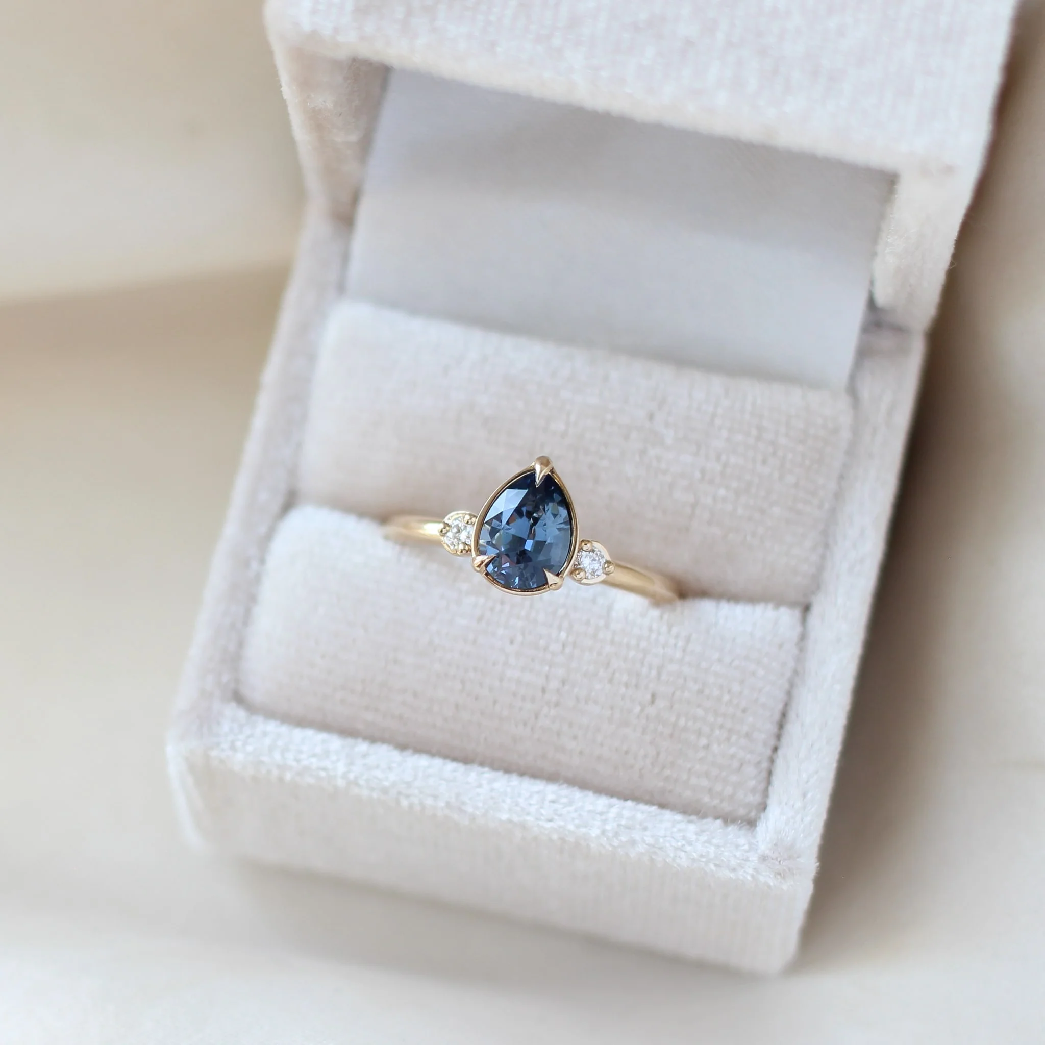 Lagoon - Blue Sapphire Pear Diamond Ring - Image 2