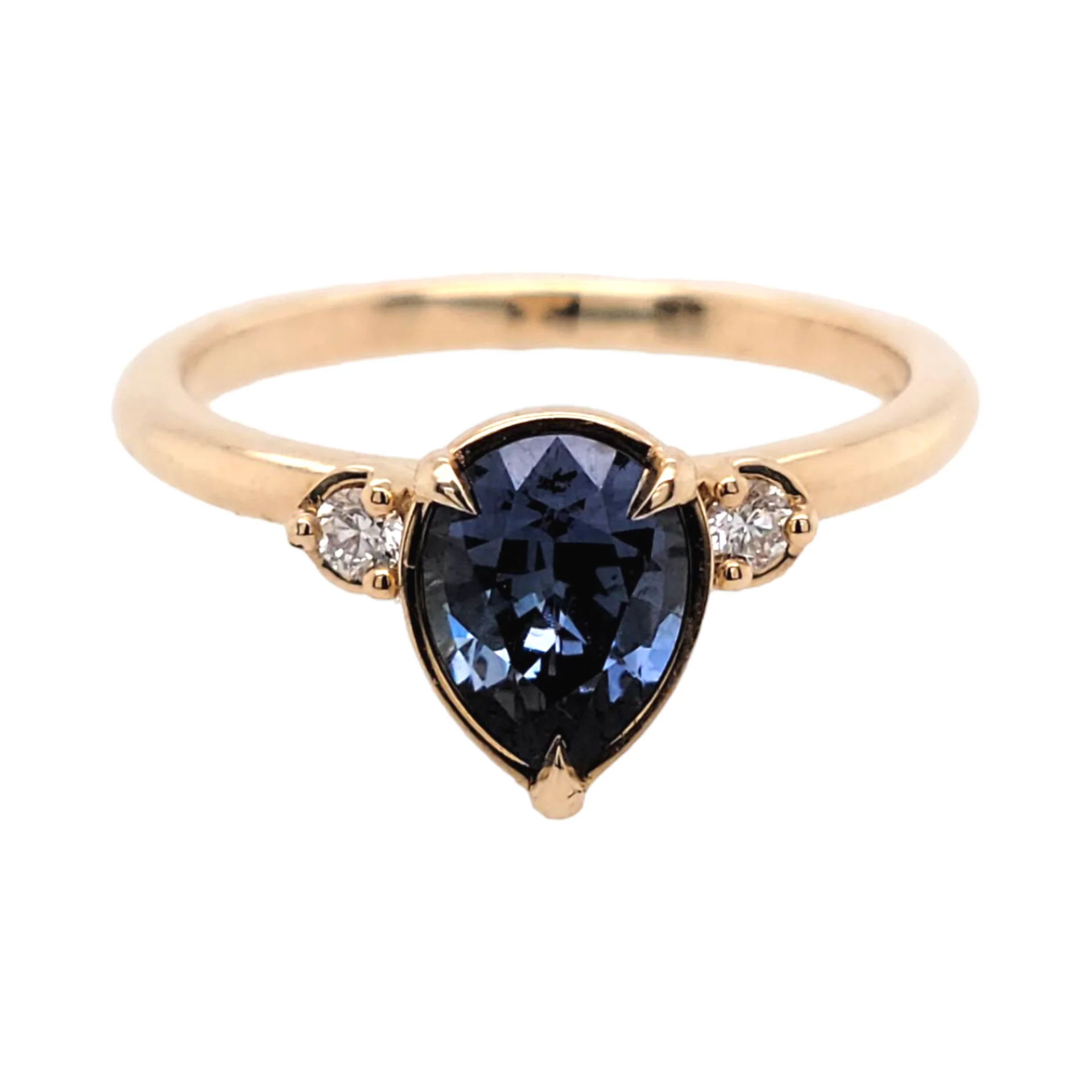 Lagoon - Blue Sapphire Pear Diamond Ring - Image 4