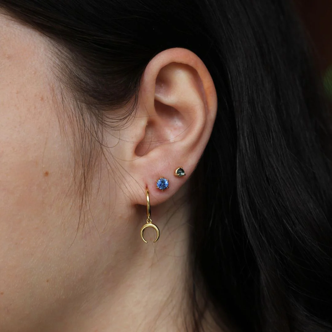 Blue Sapphire Stud Earrings - Image 3