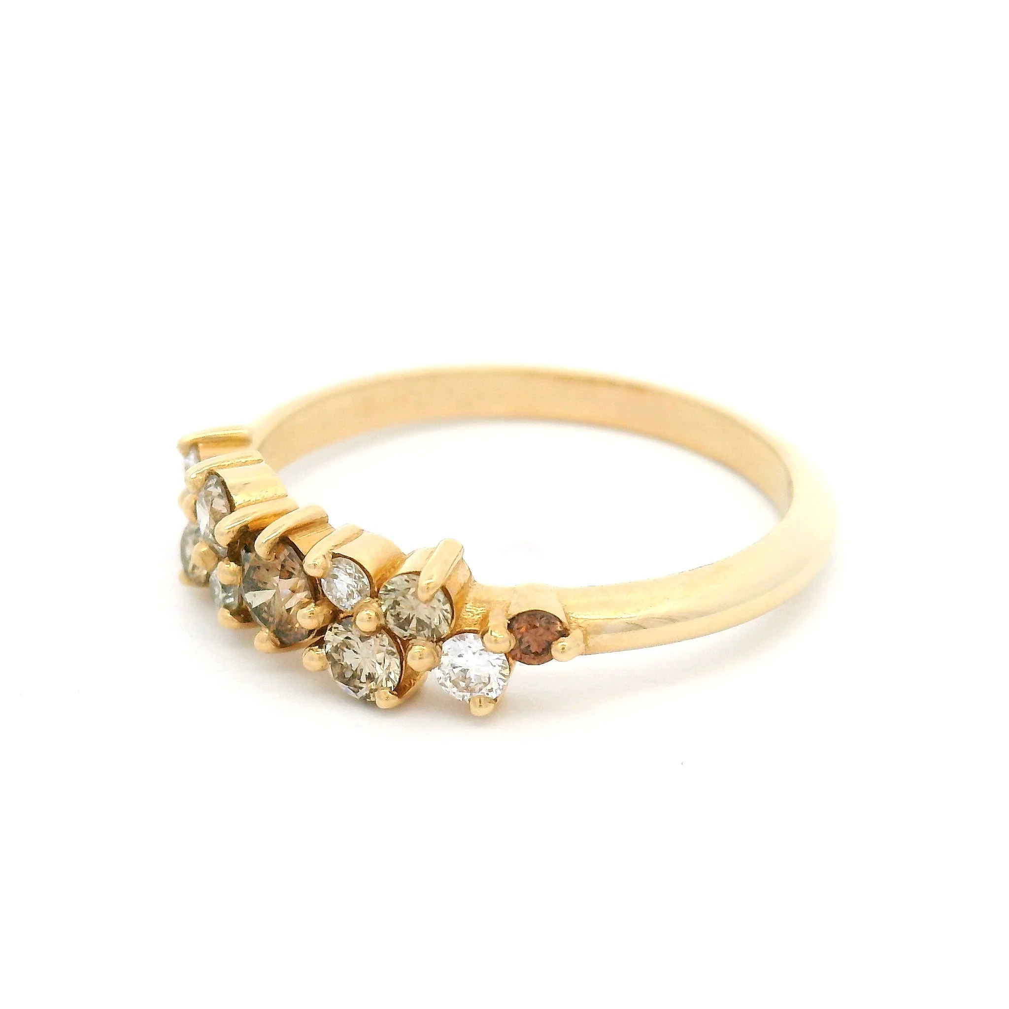14k Yellow Cluster Ring with Natural Champagne and White Diamonds - Image 3