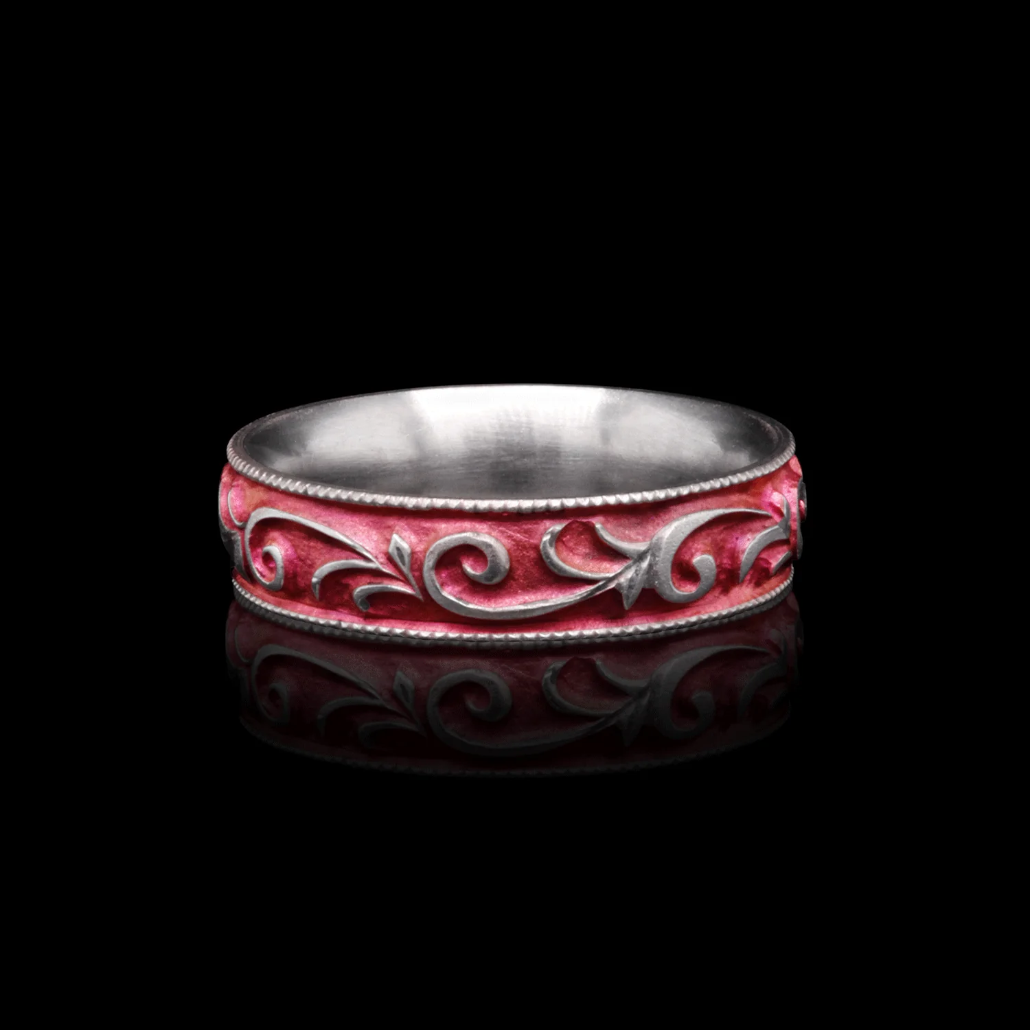 Botanical Blush - Titanium Fine Etched Band - Image 2