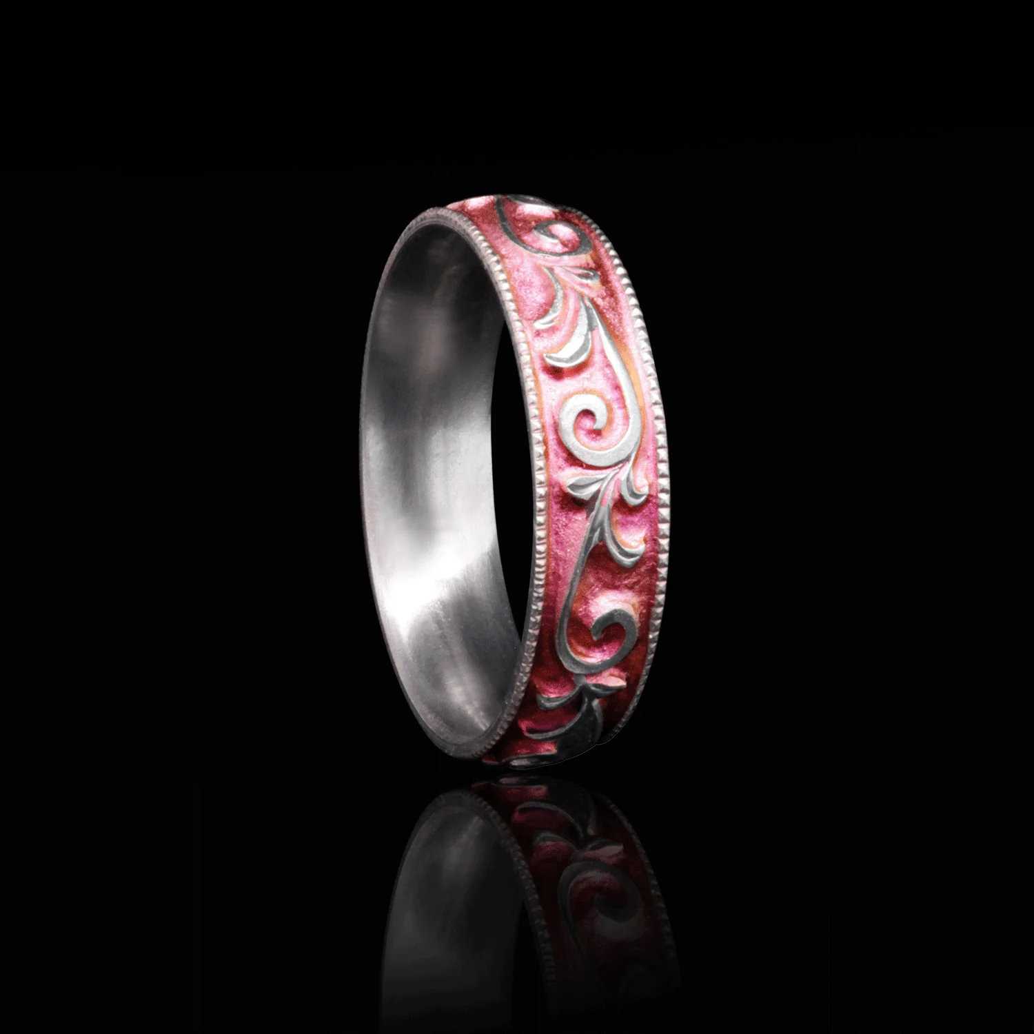 Botanical Blush - Titanium Fine Etched Band - Image 3
