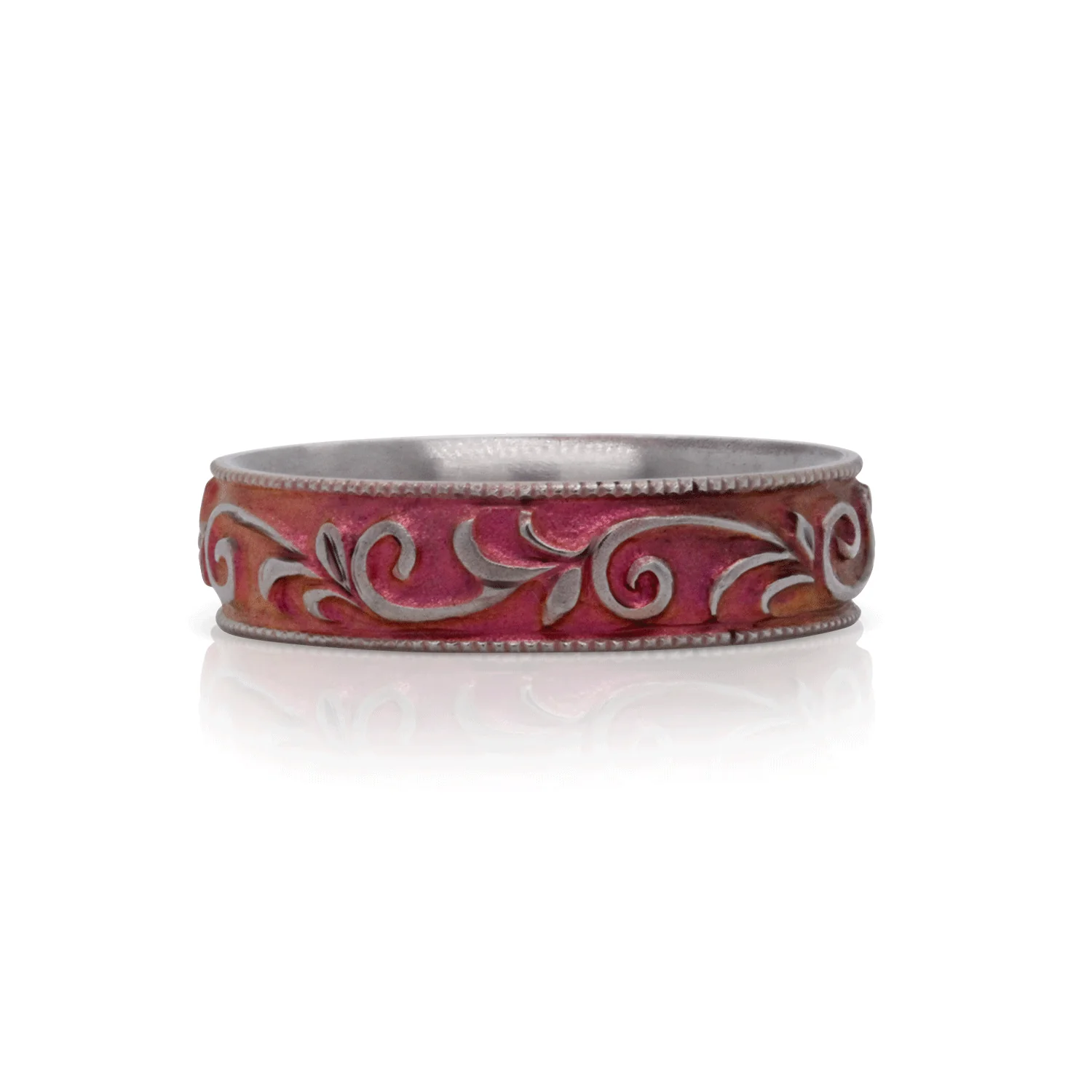 Botanical Blush - Titanium Fine Etched Band - Image 4