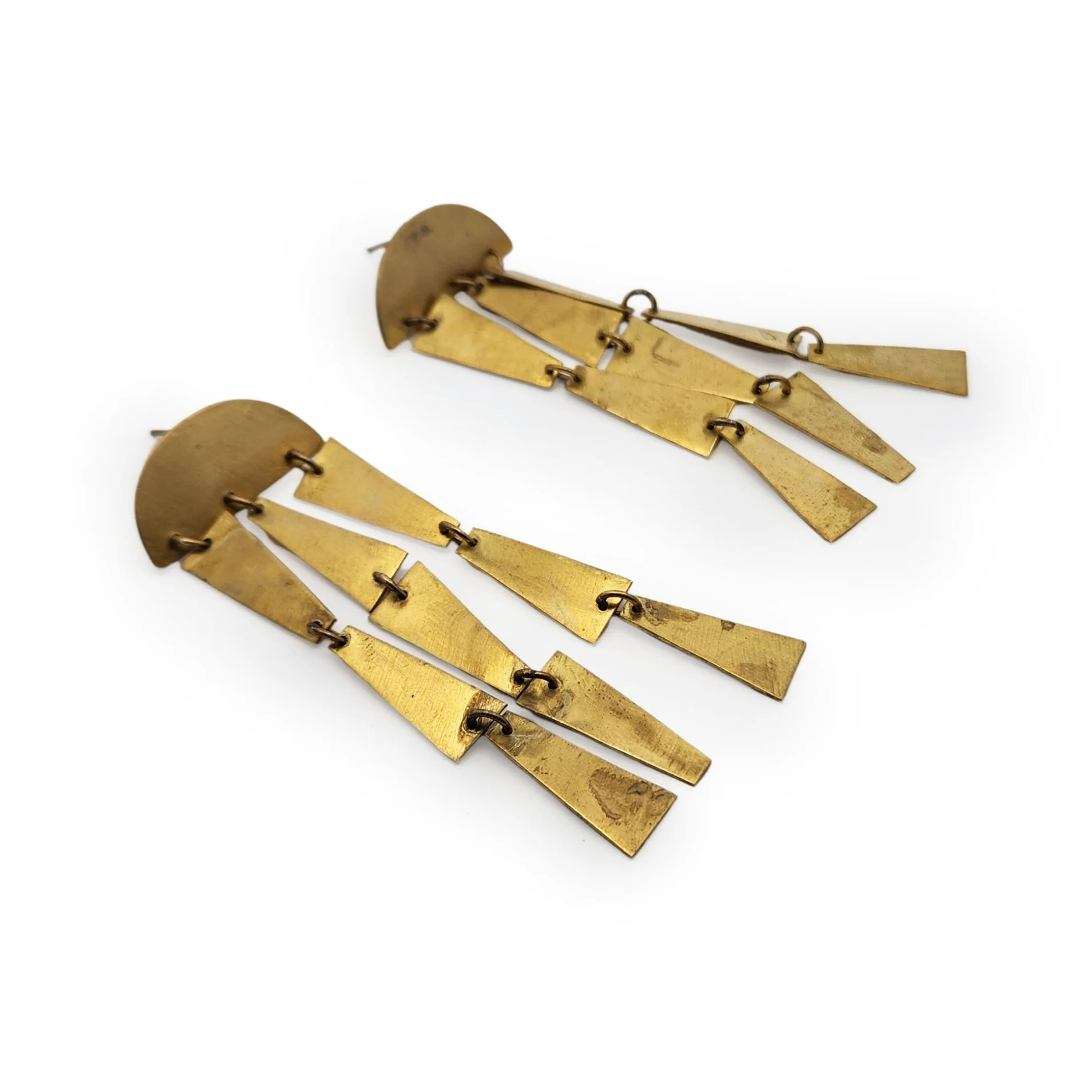 Brass Arch Long Dangle Earrings - Image 2