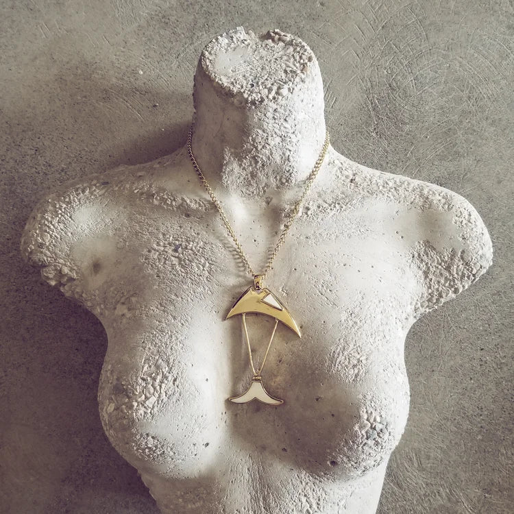 Brass & Bone Inlay Caught Fish Necklace - Image 2