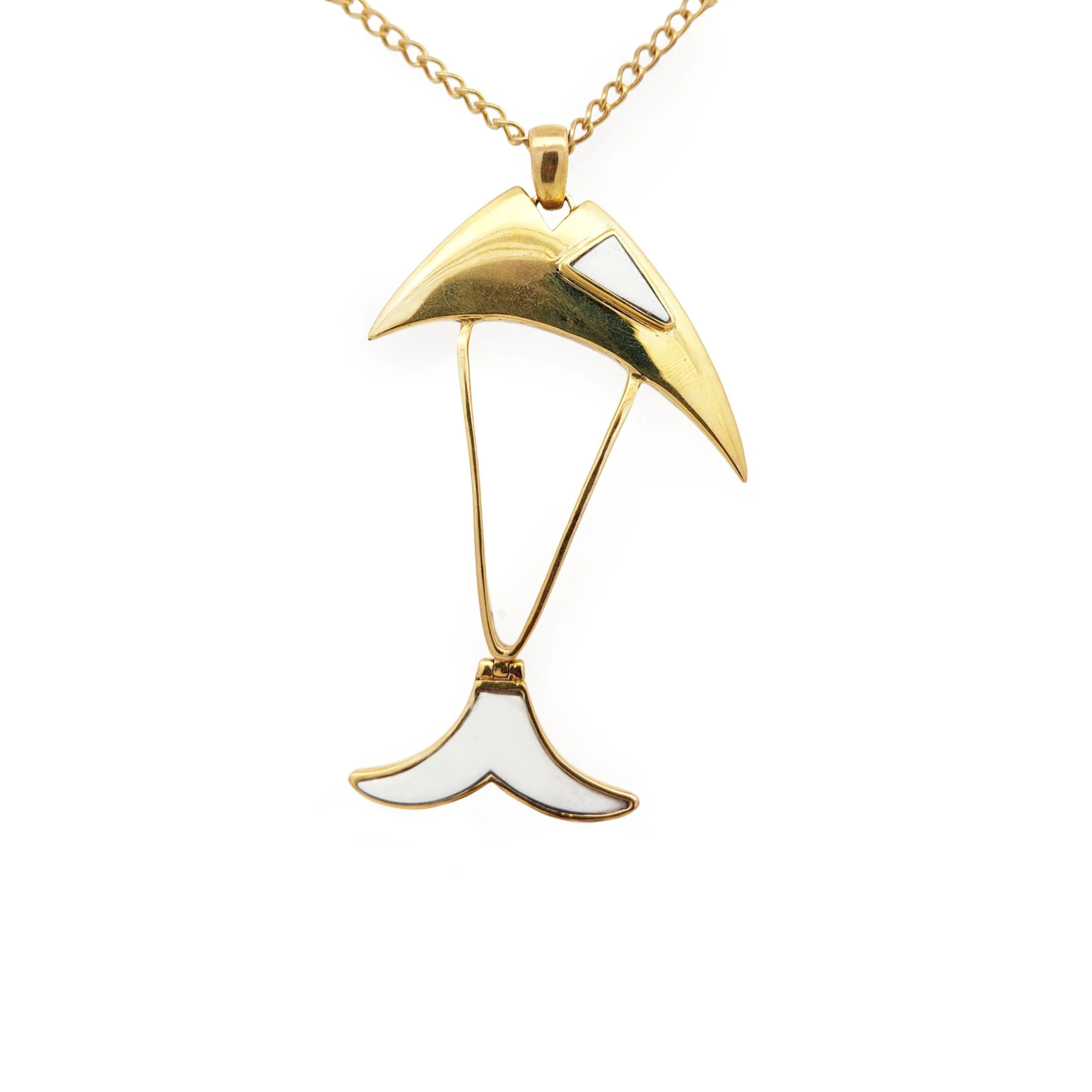Brass & Bone Inlay Caught Fish Necklace - Image 3