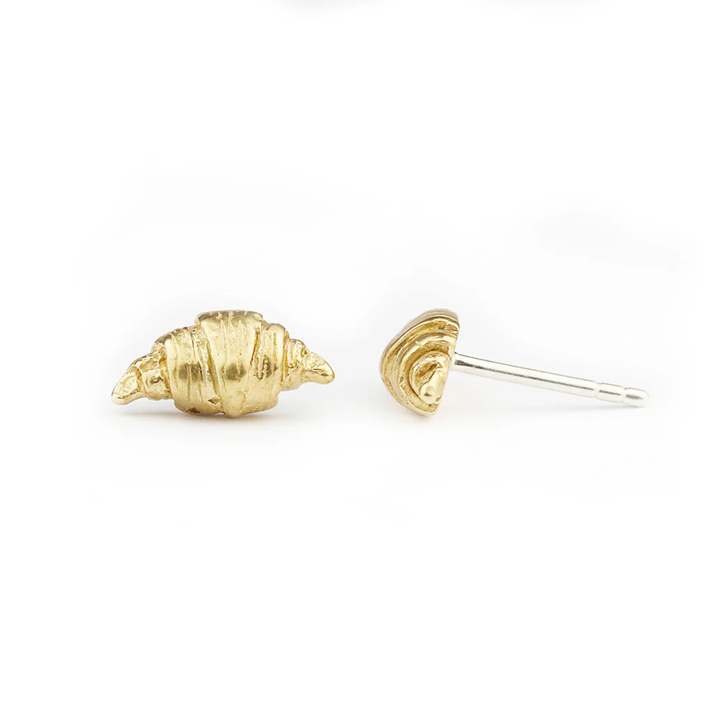 Bronze Croissant Stud Earrings - Image 2