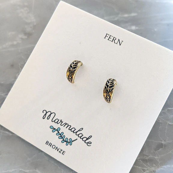 Bronze Fern Huggy Earrings - Image 3