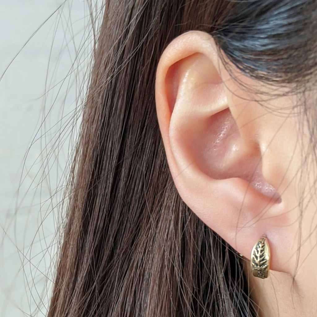 Bronze Fern Huggy Earrings - Image 5