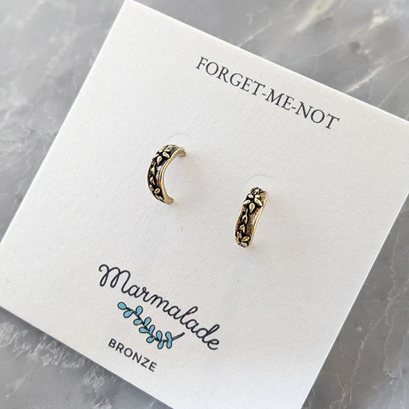 Bronze Forget Me Not Huggy Earrings - Image 3