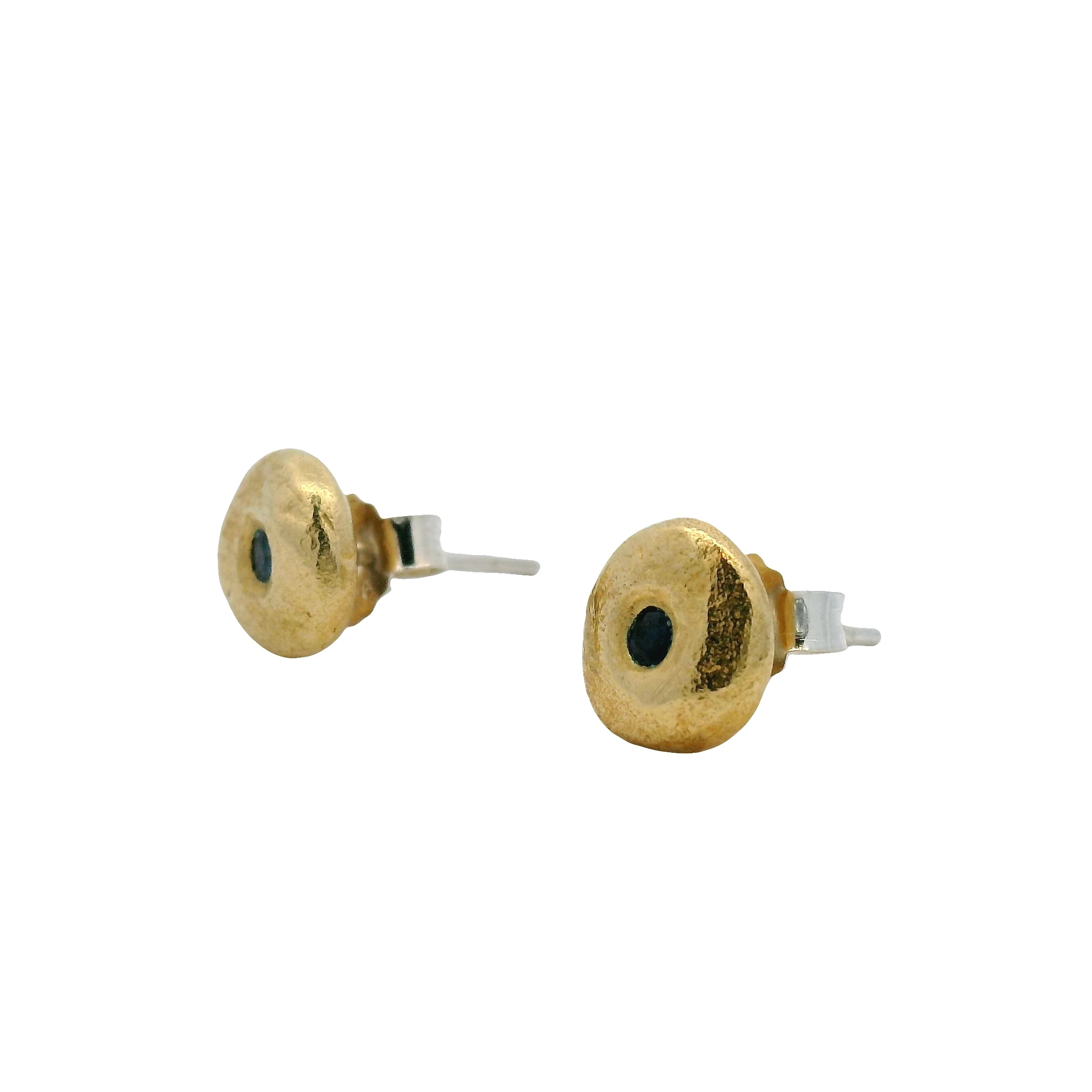 Bronze Sapphire Pebble Earrings - Image 2