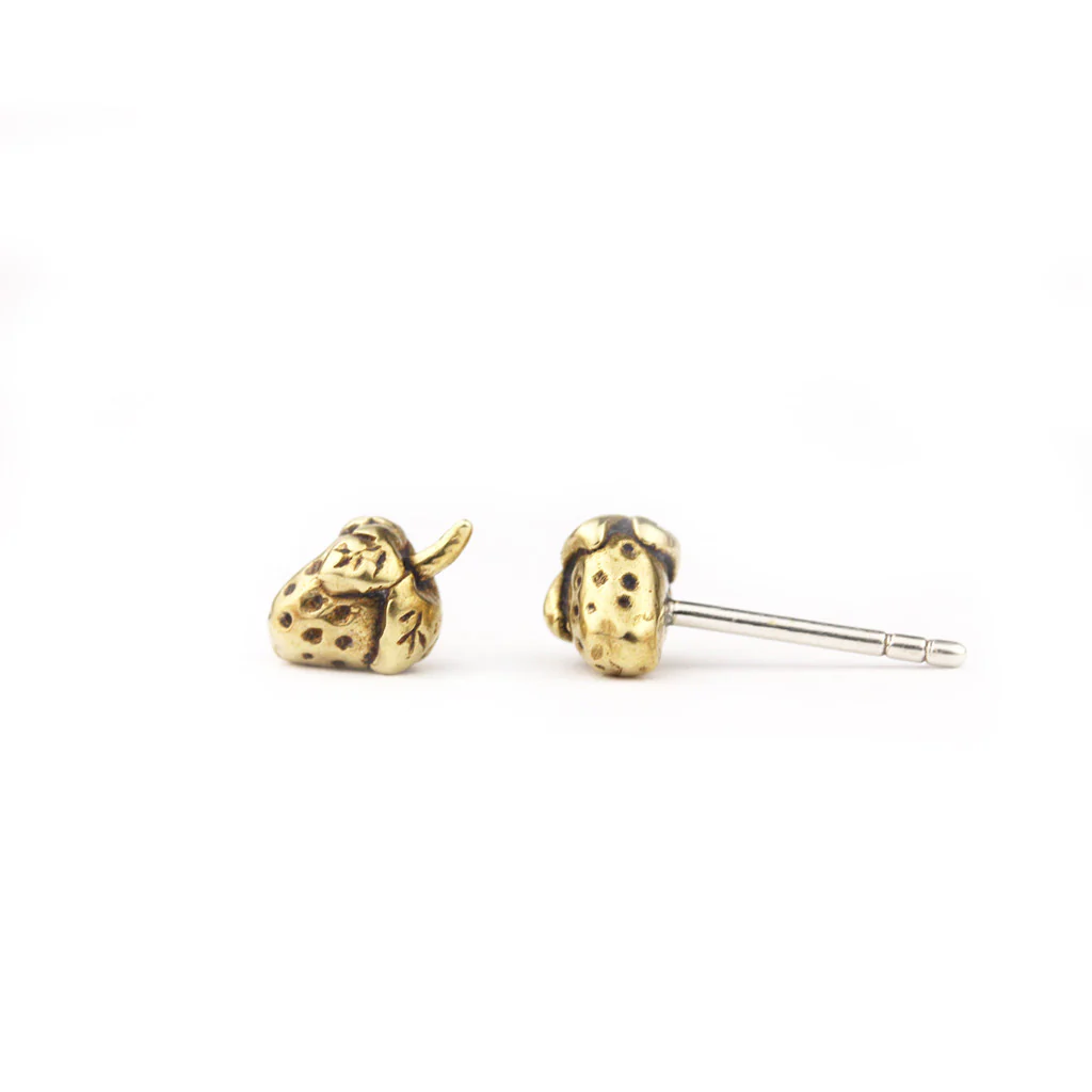 Bronze Strawberry Stud Earrings - Image 2