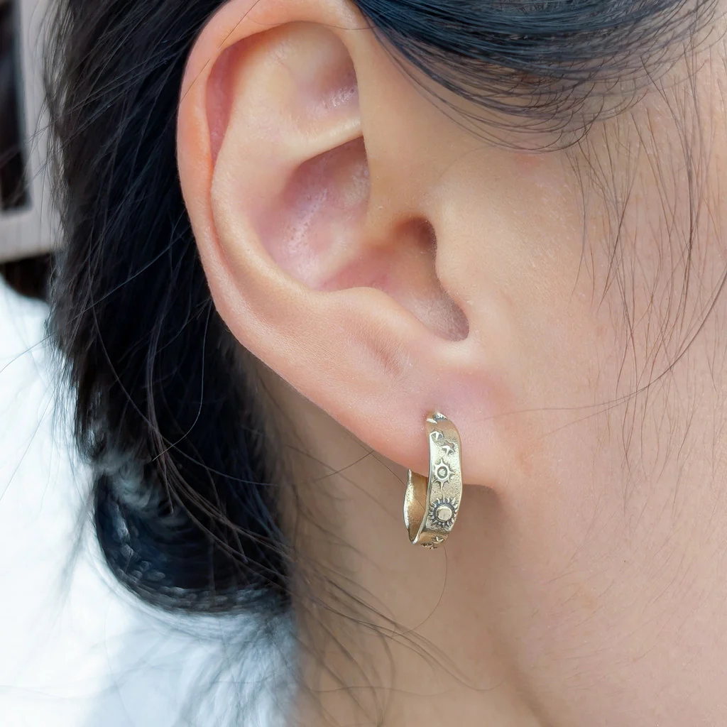 Bronze Sun Moon & Stars Hoop Earrings - Image 4