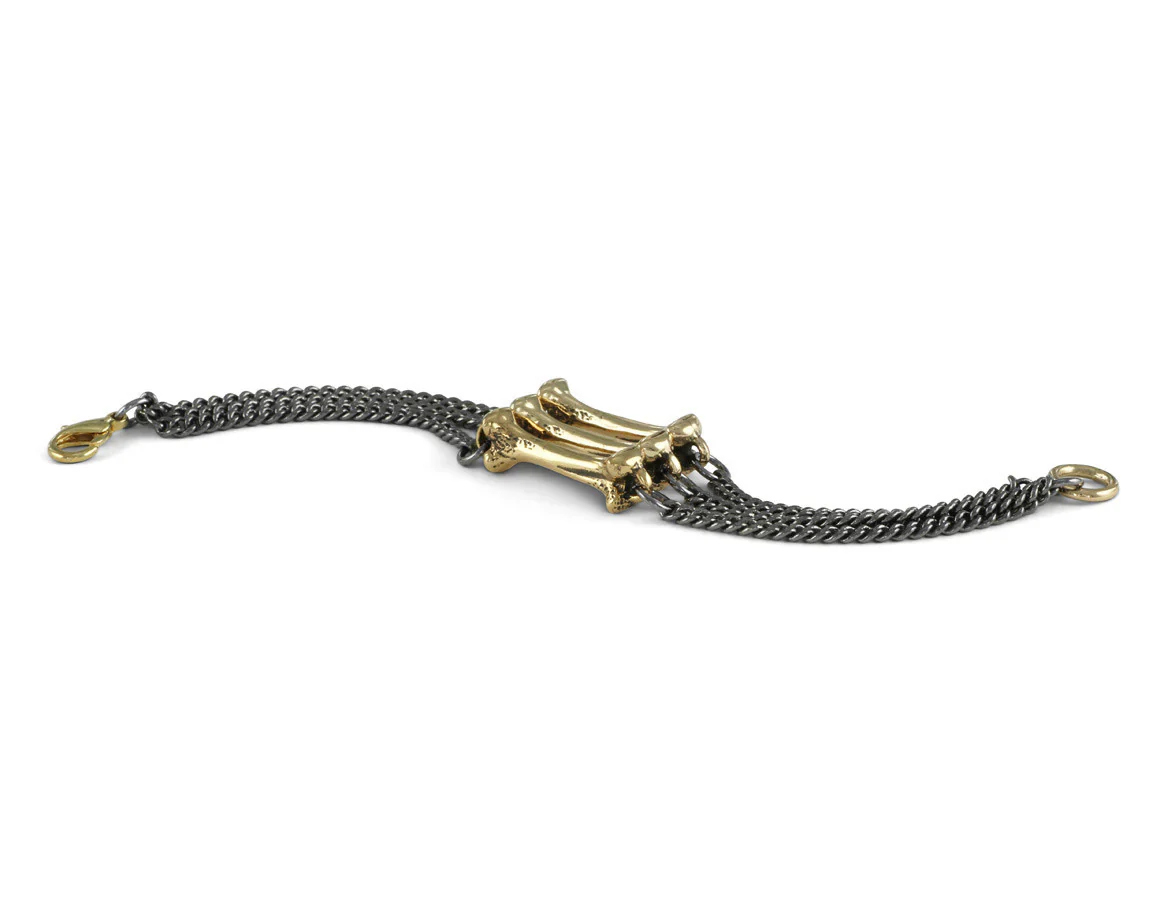 Bronze Triple Bone & Chain Bracelet - Image 2