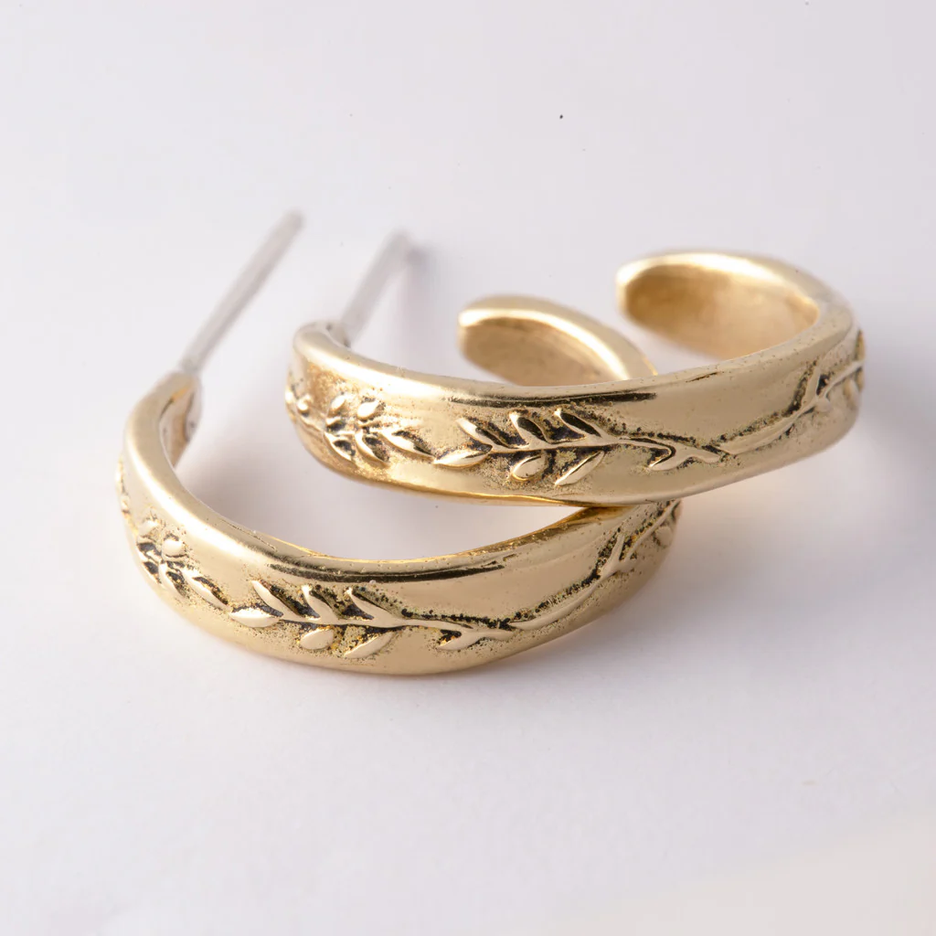 Bronze Vine Hoop Earrings - Image 2