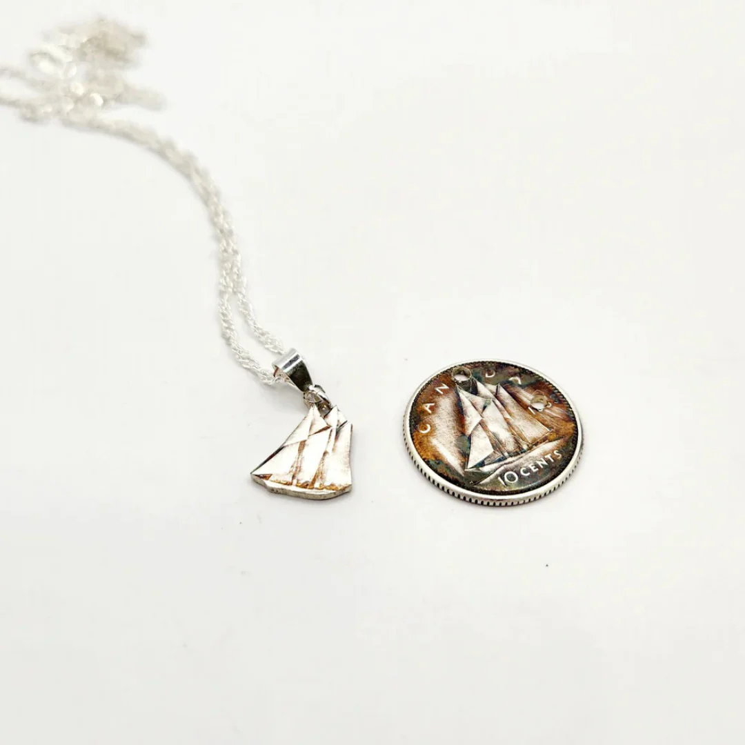 Hand-Cut Canadian Dime Coin Pendant - Image 4