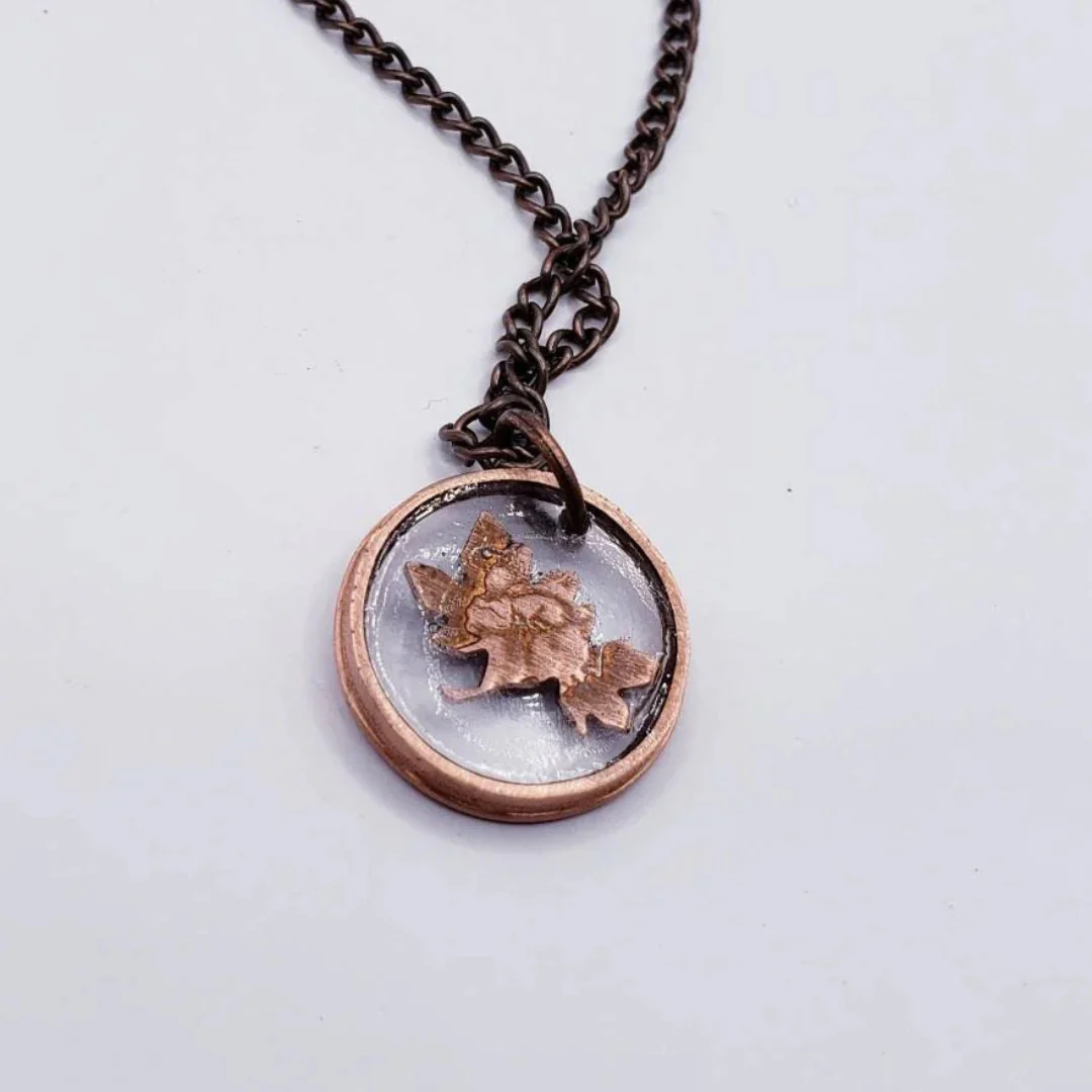 Canadian Penny Coin in Resin Necklace - Image 2