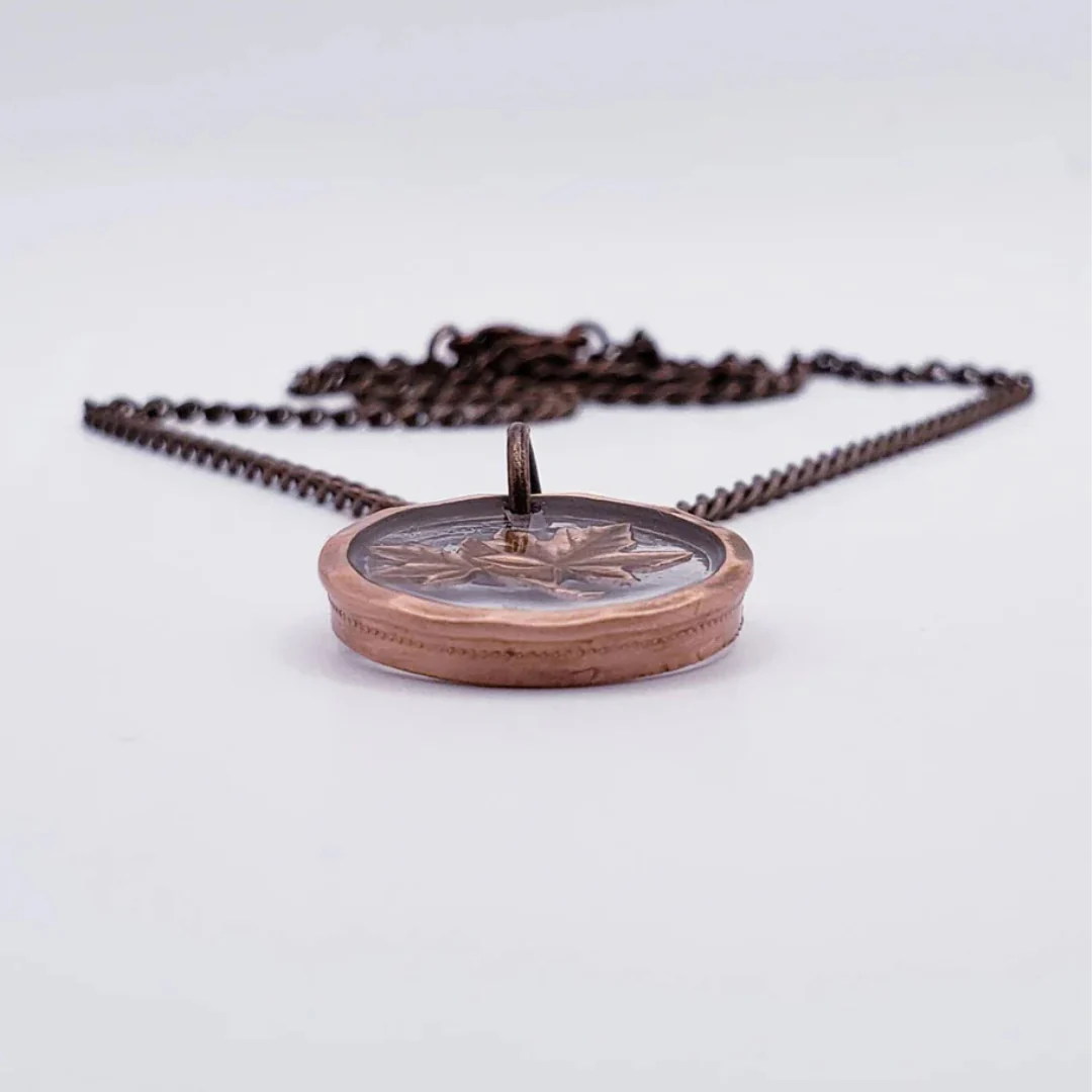 Canadian Penny Coin in Resin Necklace - Image 3