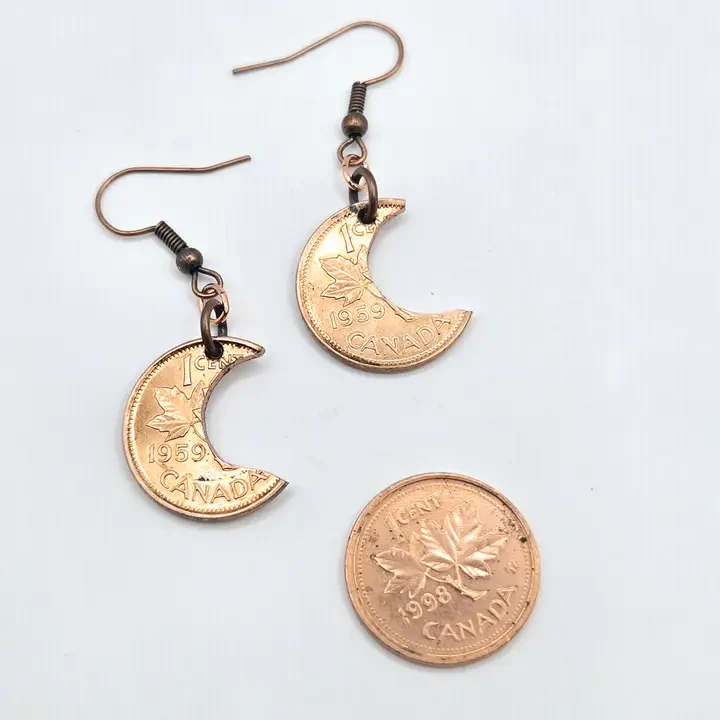Canadian Penny Moon Earrings - Image 2