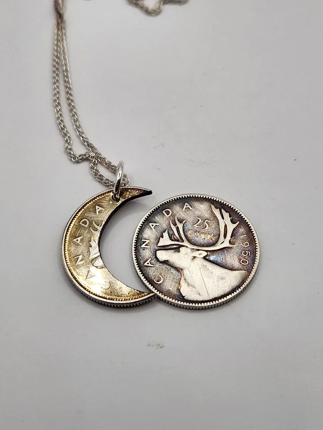 Canadian Quarter Crescent Moon Necklace - Image 4