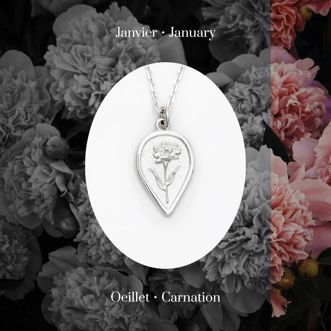 Carnation January Birth Flower Necklace - Image 3