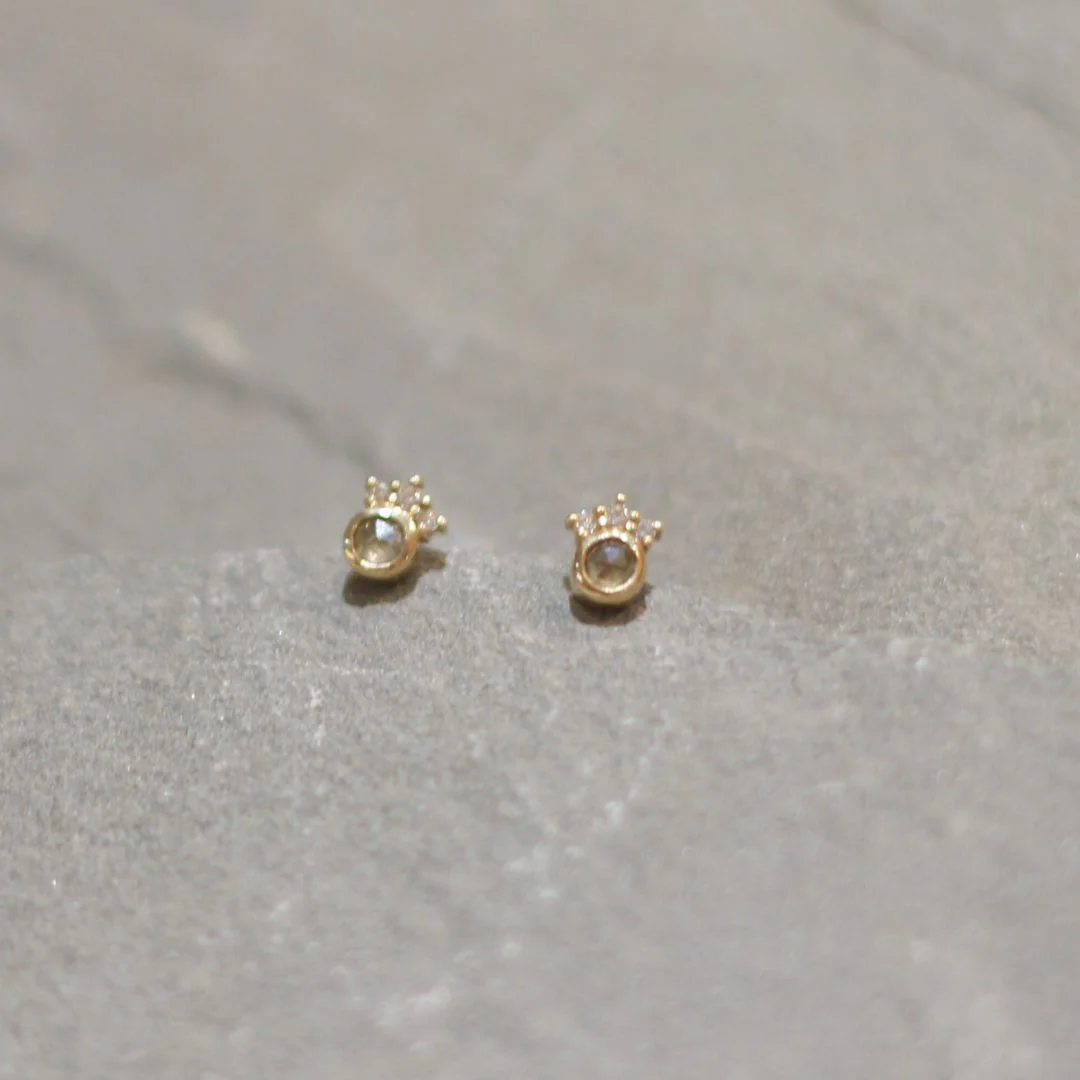 Champagne Diamond & Cluster Studs - Image 2