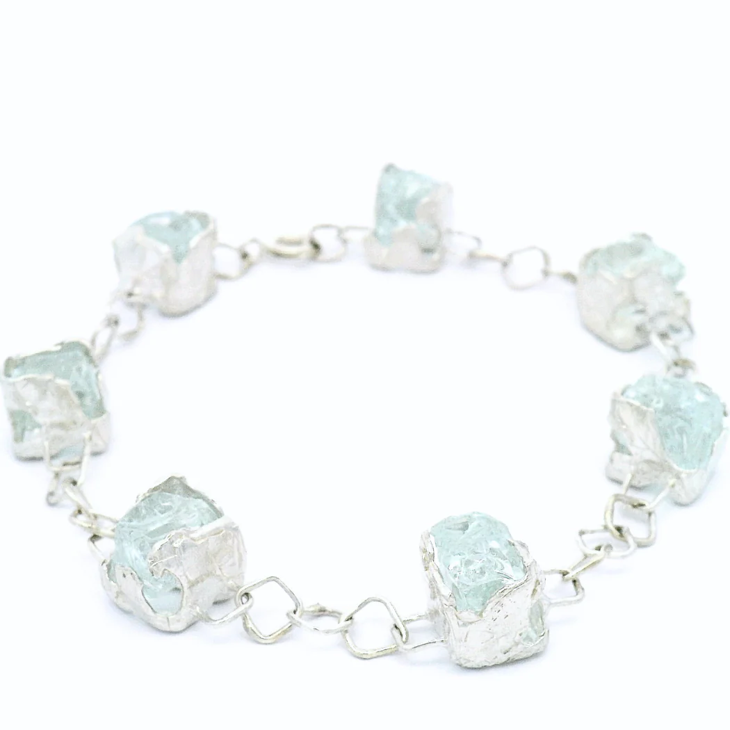 Sterling Silver Bus Stop Glass 7 Charm Bracelet - Image 3