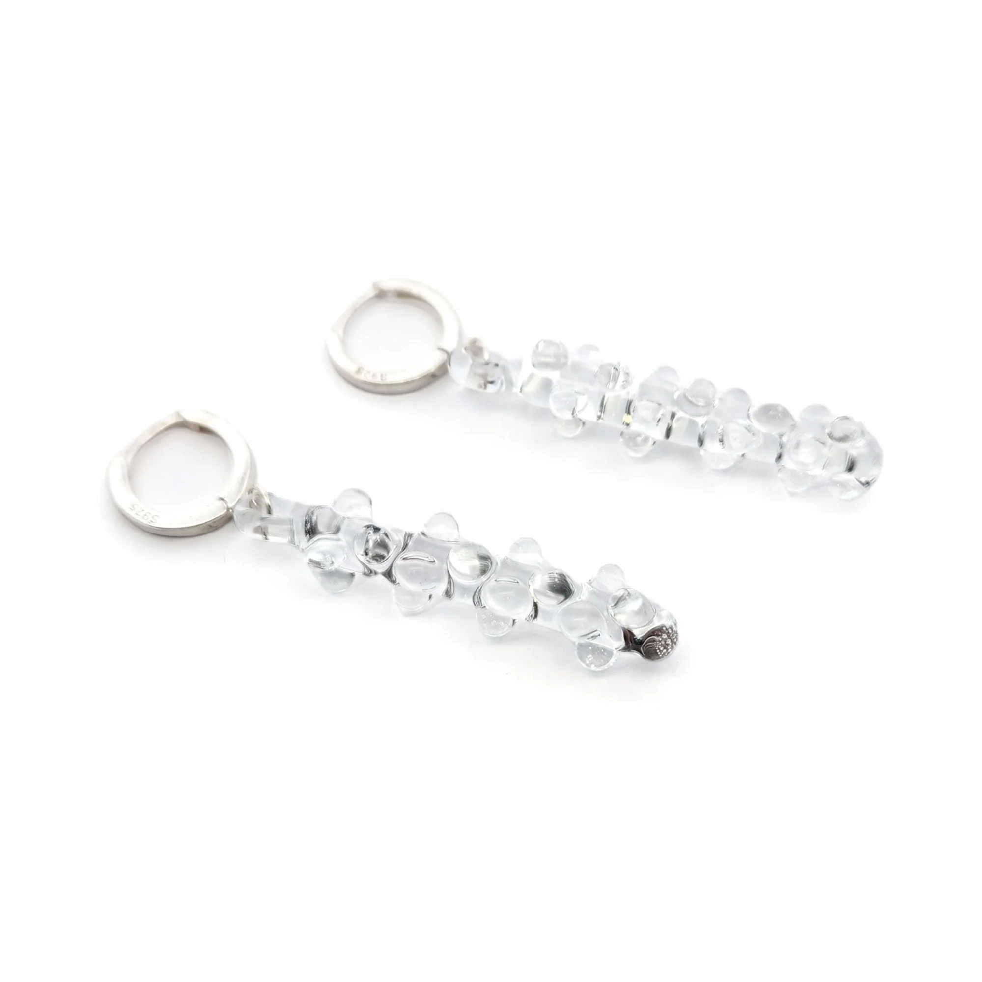 Clear Glass Drop Earrings - Image 2