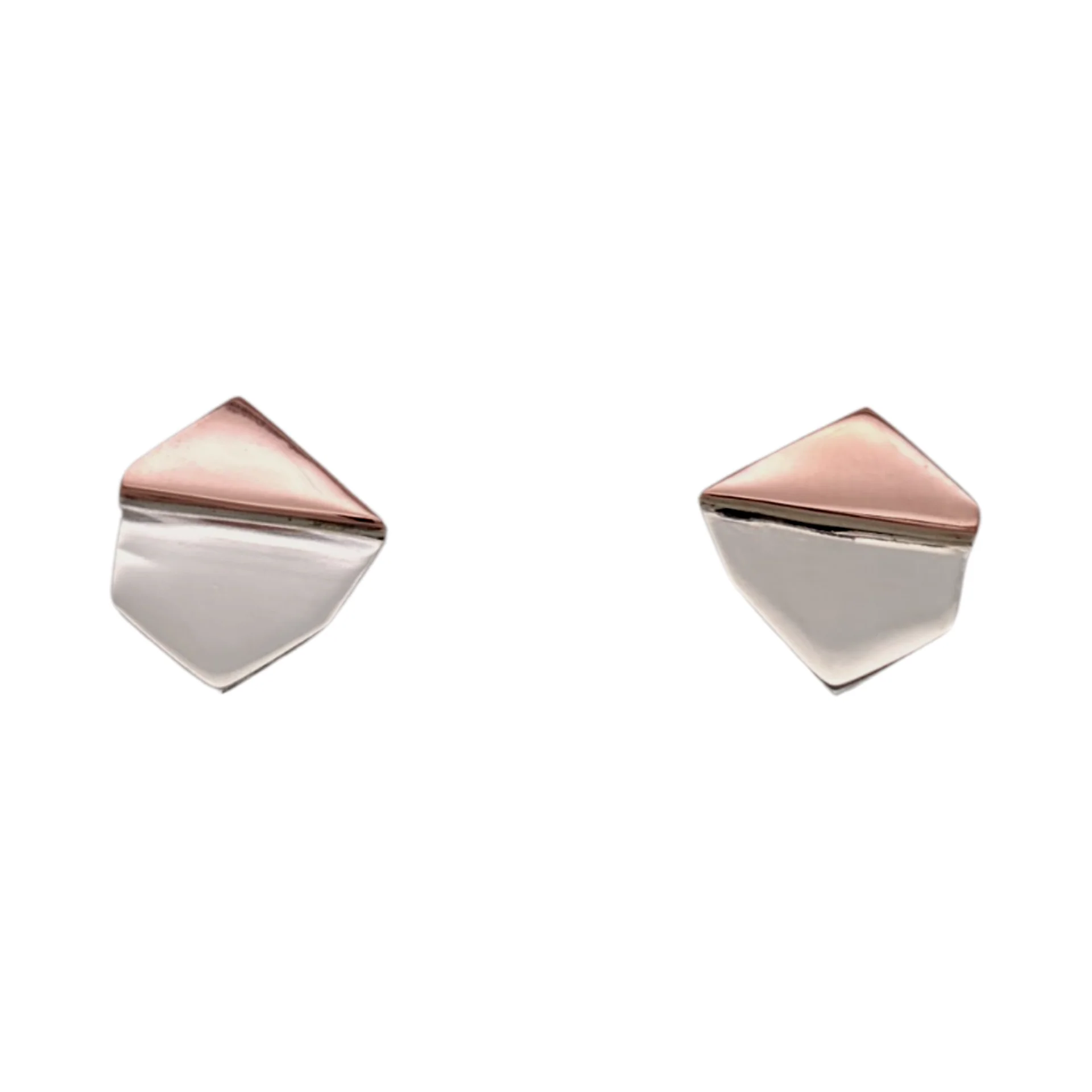 Silver and Copper Geometric Studs