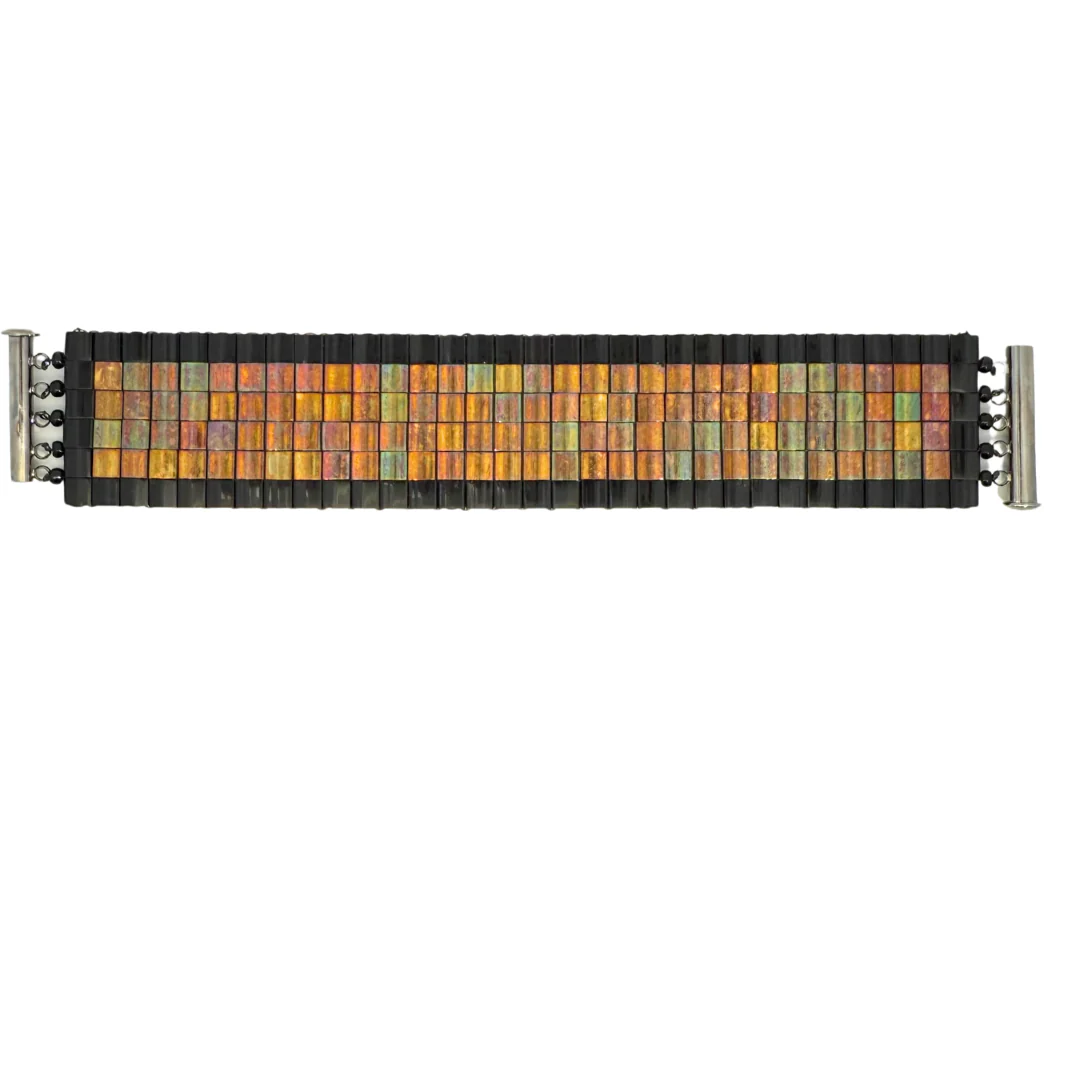Copper Chessboard Tiles Beaded Bracelet - Image 2