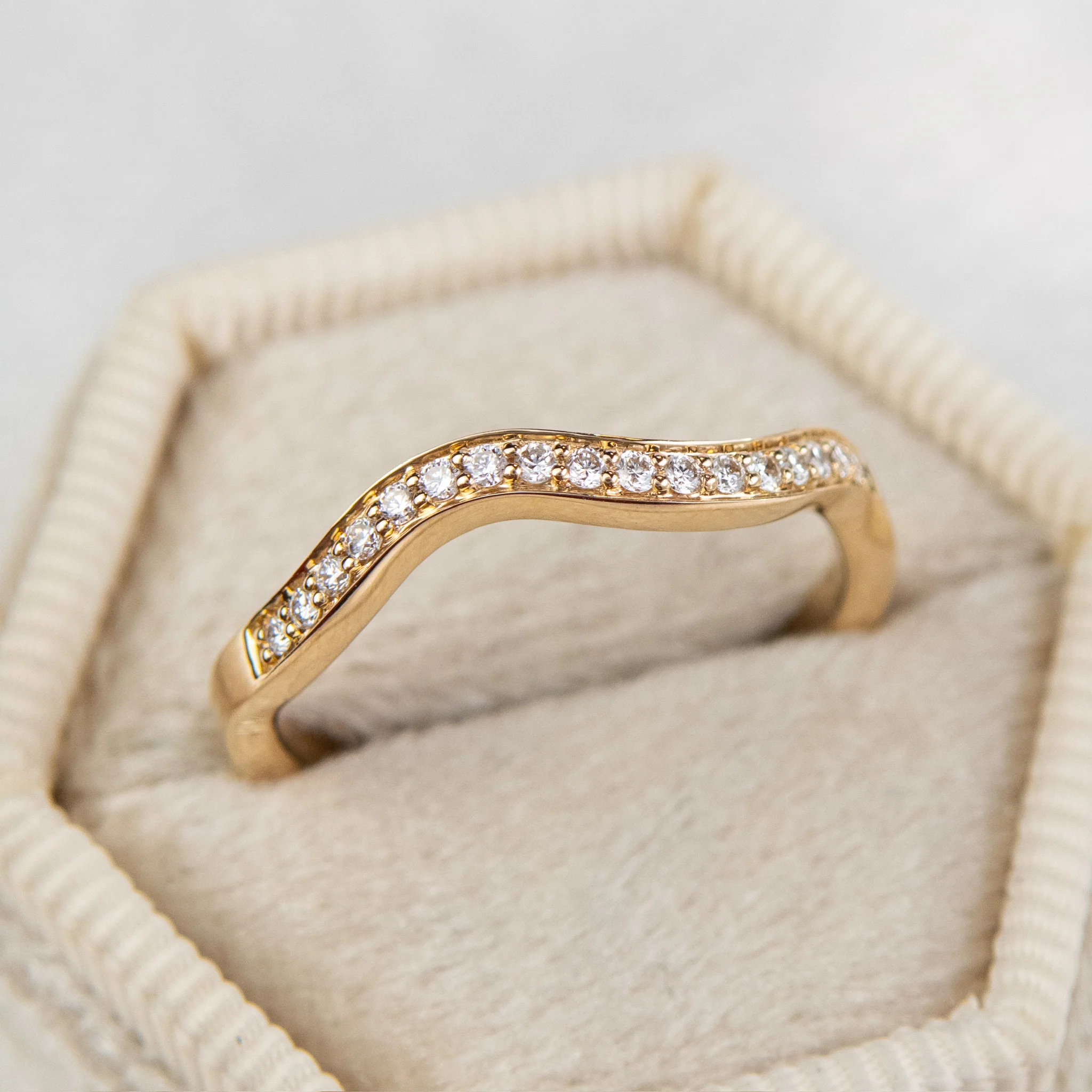 Costa - Diamond Pave Wave Contour Wedding Band - Image 2