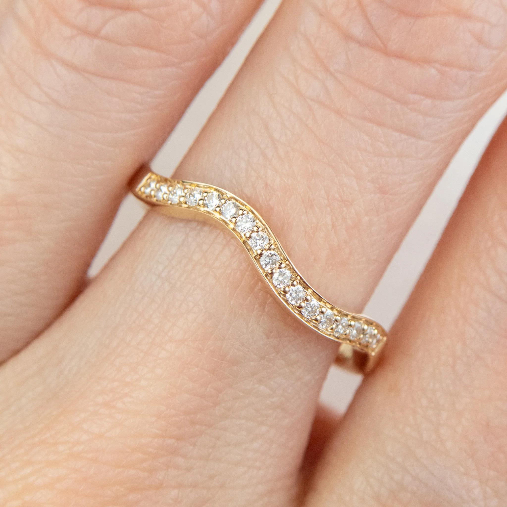 Costa - Diamond Pave Wave Contour Wedding Band - Image 3