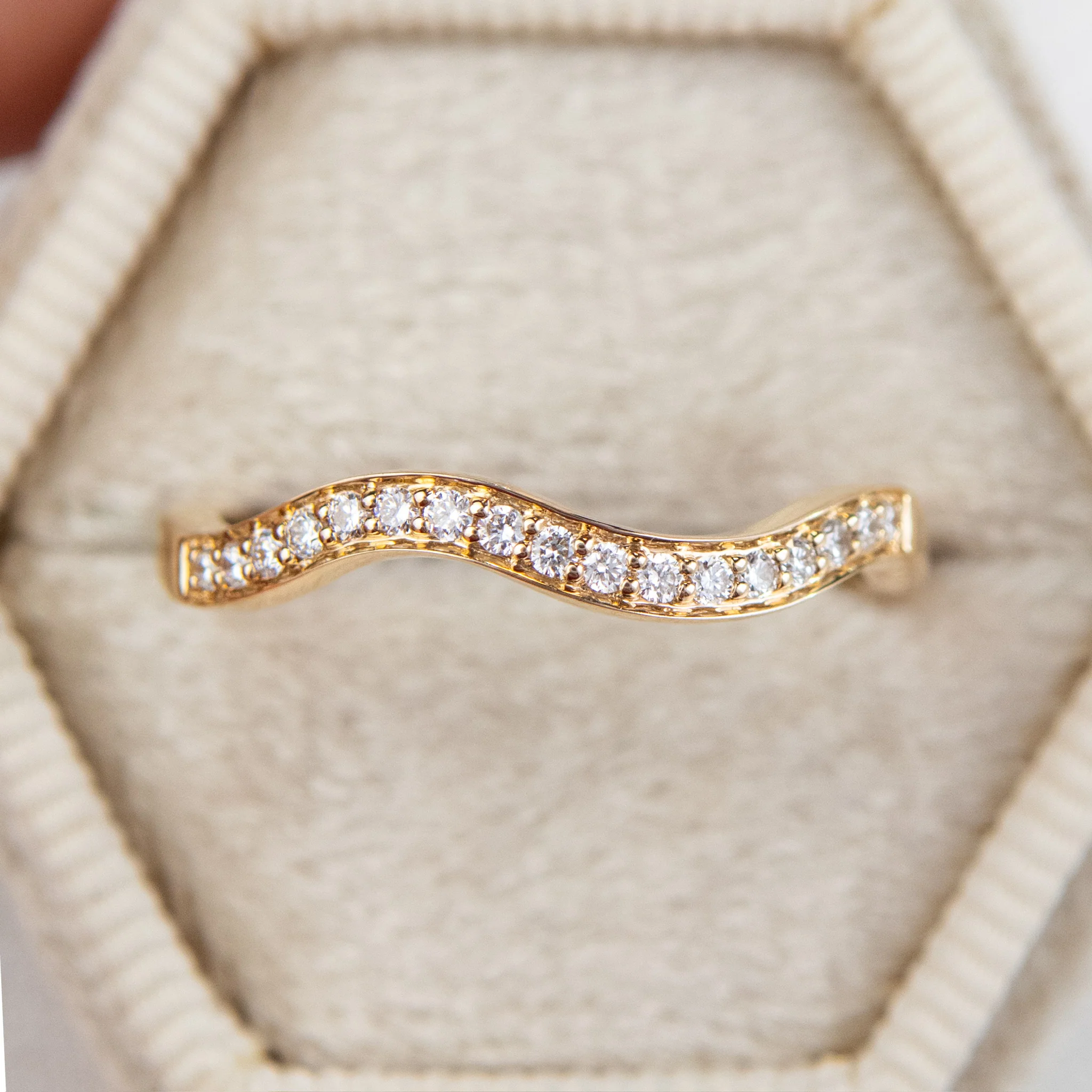 Costa - Diamond Pave Wave Contour Wedding Band - Image 5